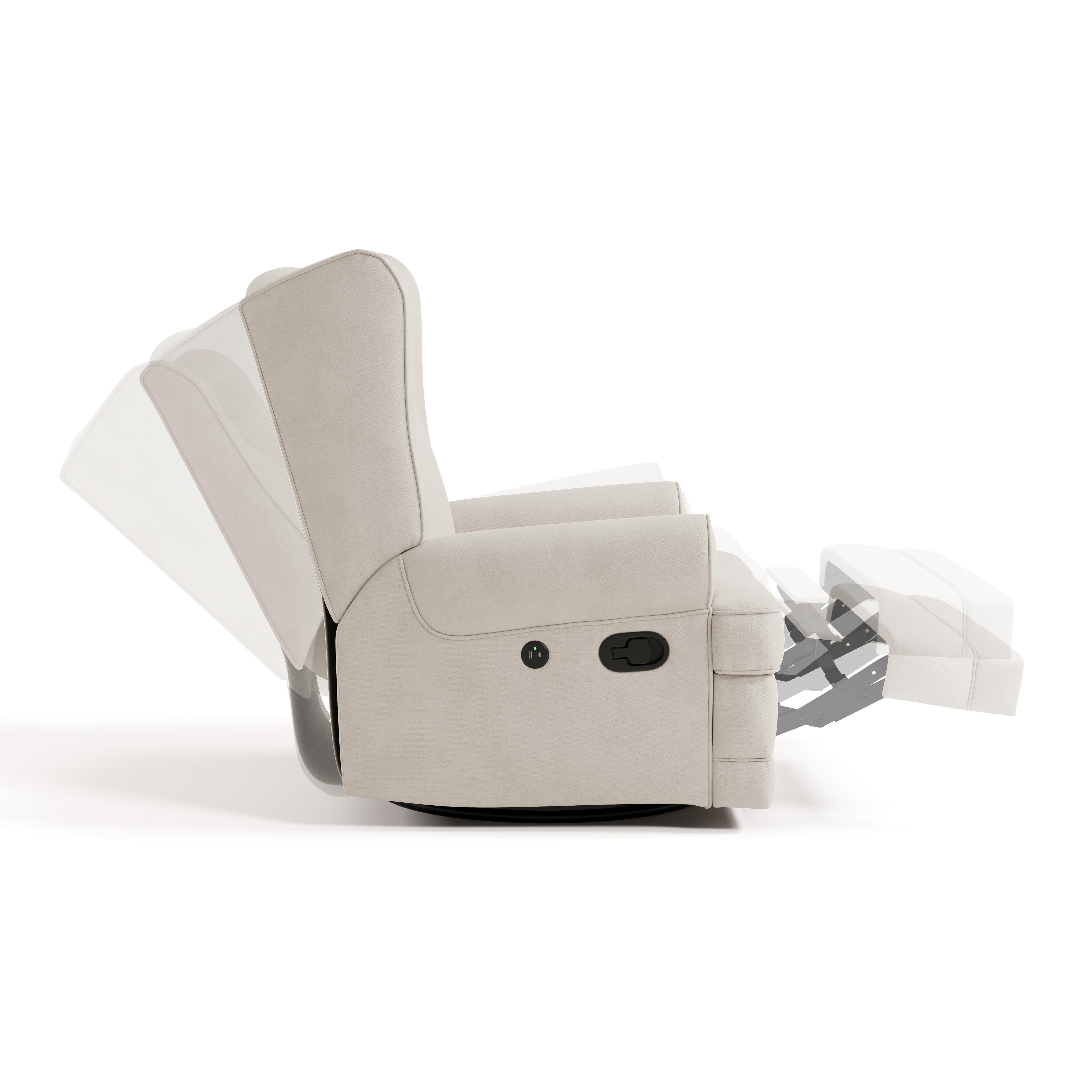 Storkcraft Serenity Wingback Upholstered Recline Glider with USB, Ivory, large