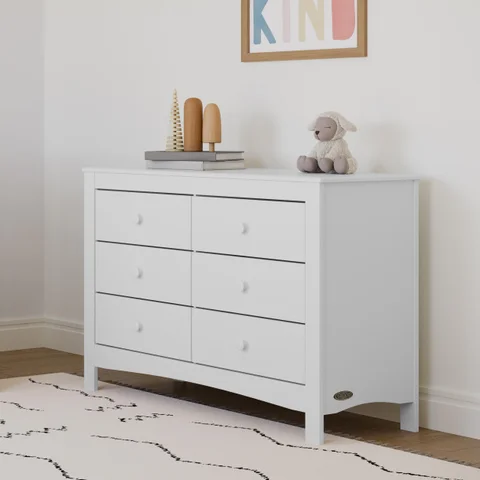 Graco Noah 6 Drawer Double Dresser - White Graco Noah 6 Drawer Double Dresser - White