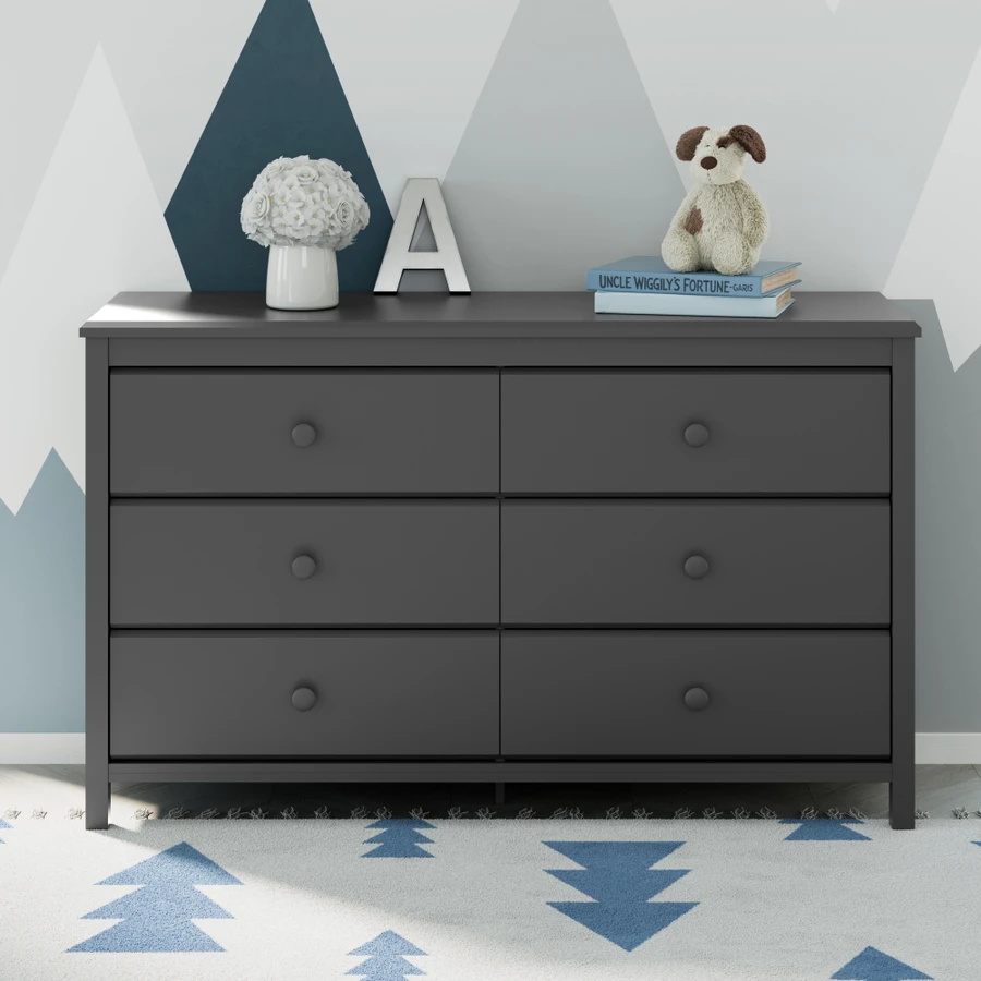 Storkcraft Storkcaft Alpine 6 Drawer Dresser, Gray Storkcraft Storkcaft Alpine 6 Drawer Dresser, Gray