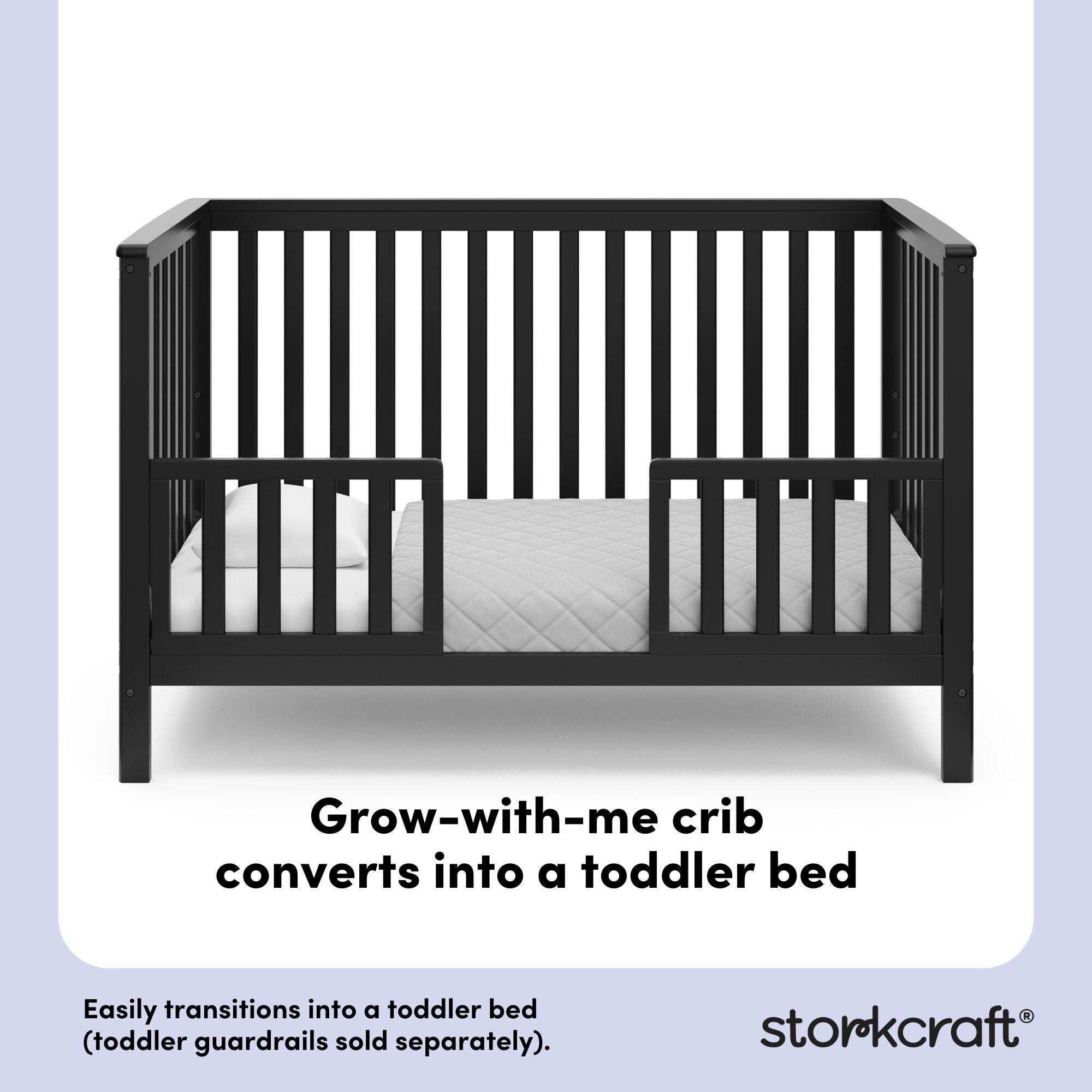 Storkcraft Hillcrest 4-in-1 Convertible Crib, Black, large