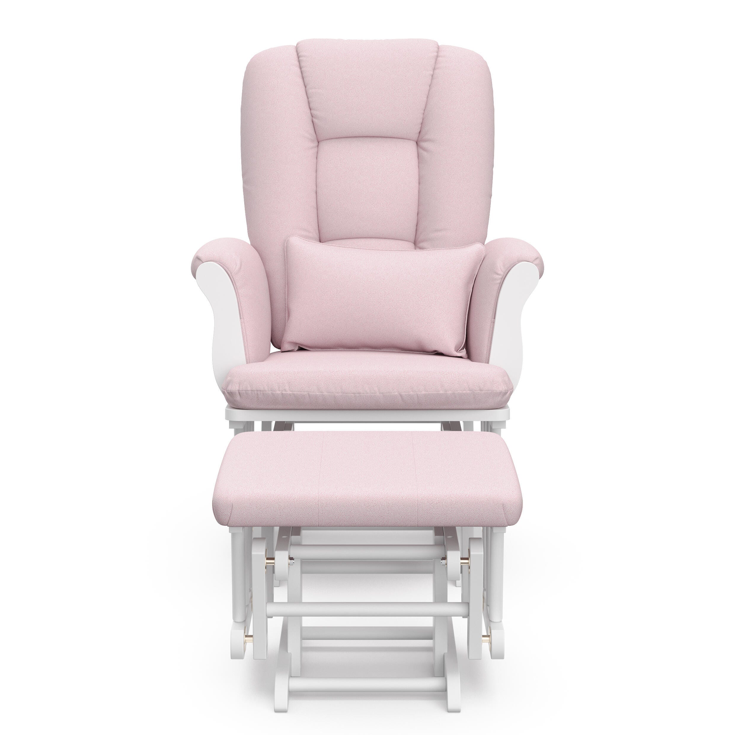 Storkcraft Tuscany Glider and Ottoman, White/Pink Swirl, large