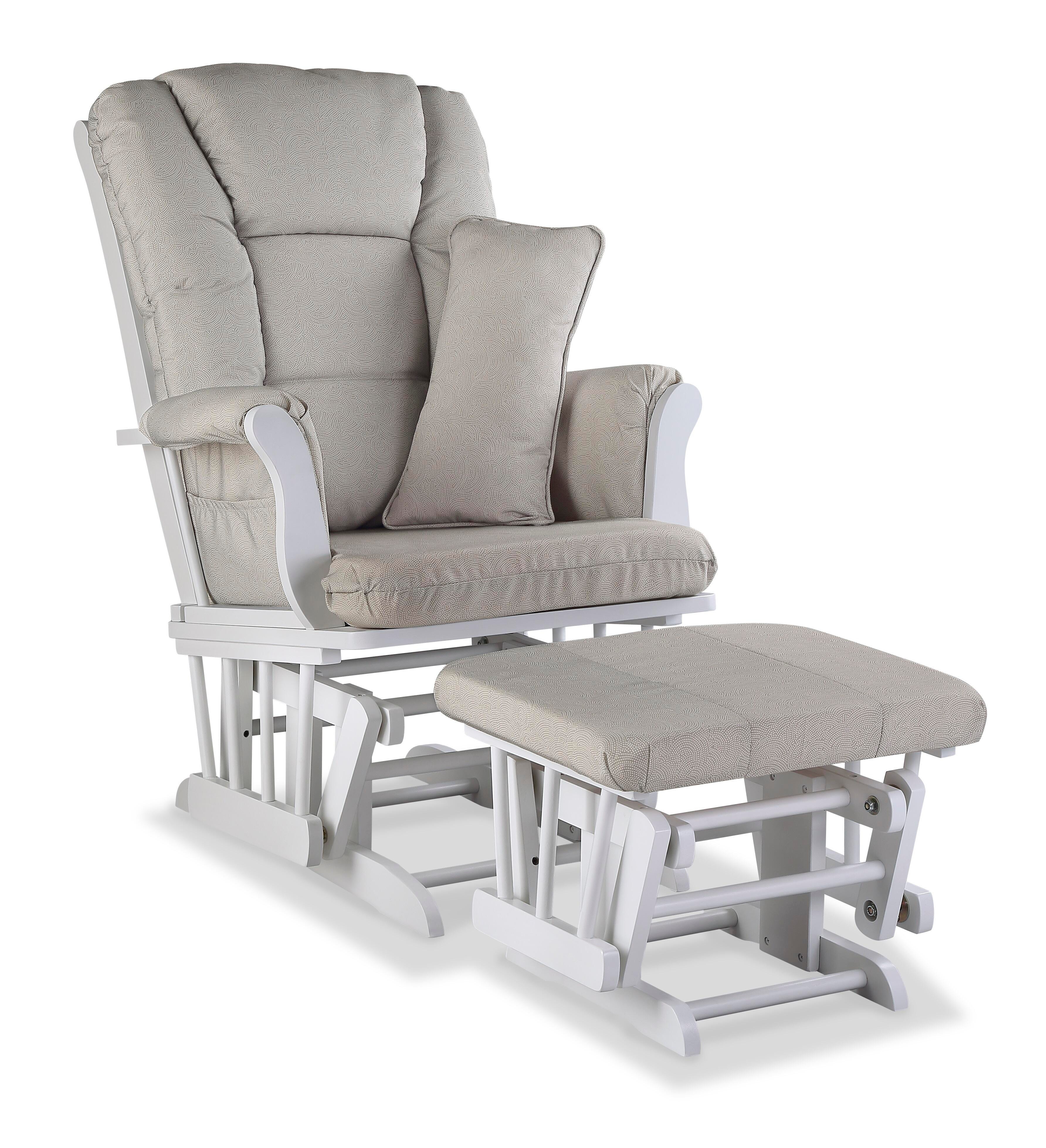 Storkcraft Tuscany Glider and Ottoman, White/Taupe Swirl, large