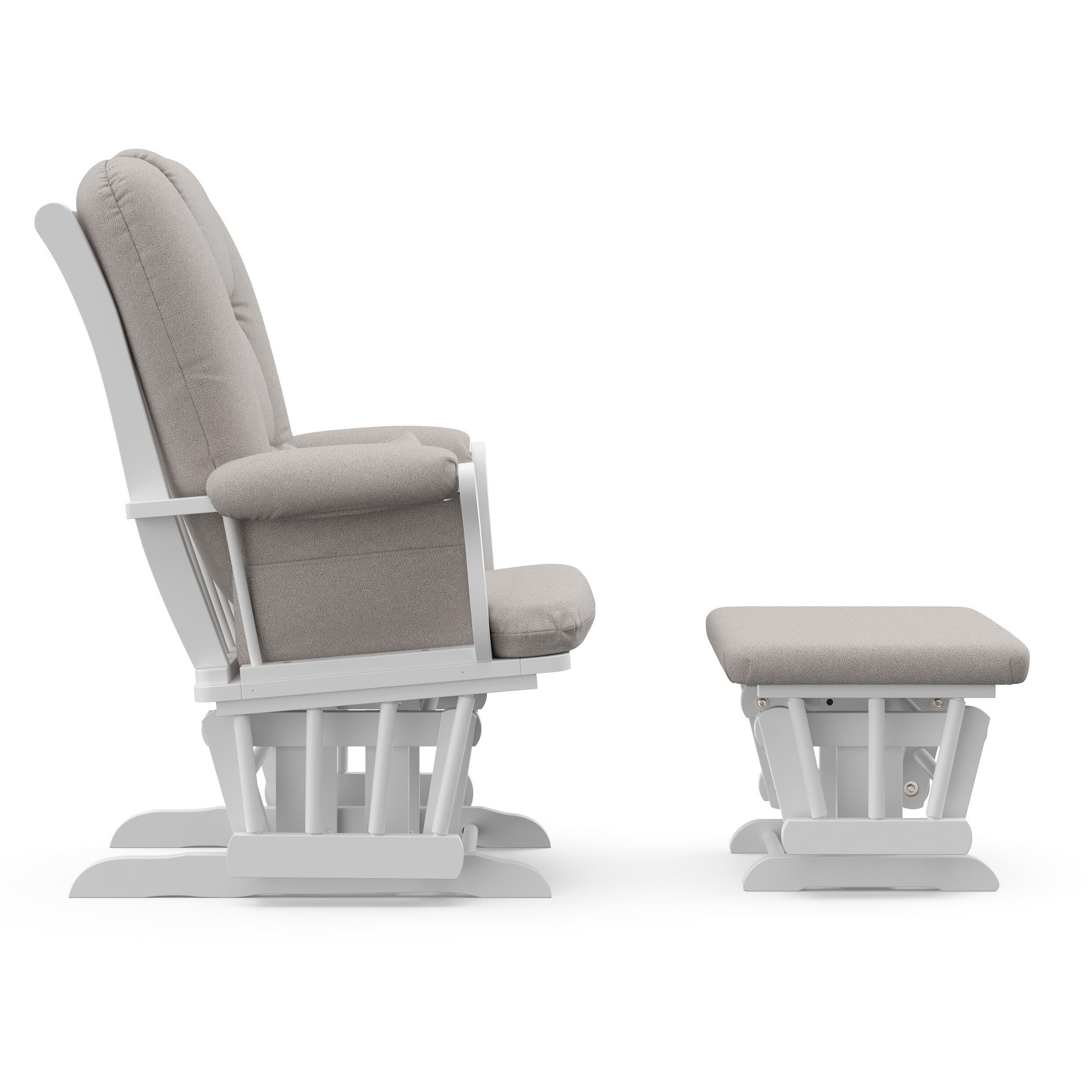 Storkcraft Tuscany Glider and Ottoman, White/Taupe Swirl, large
