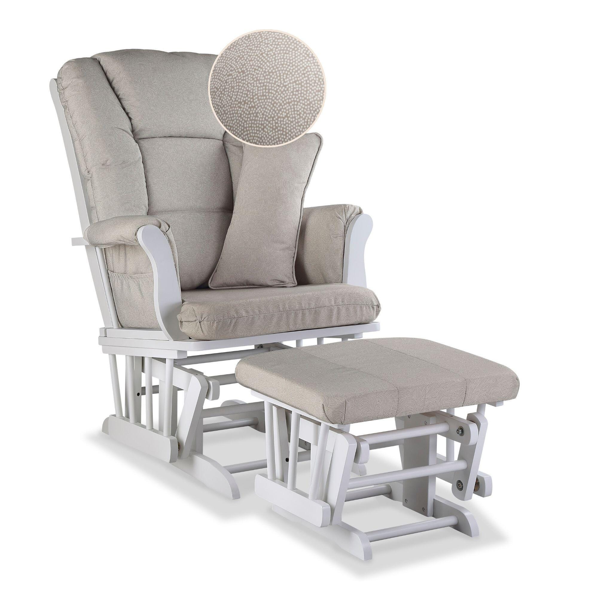 Storkcraft Tuscany Glider and Ottoman, White/Taupe Swirl, large