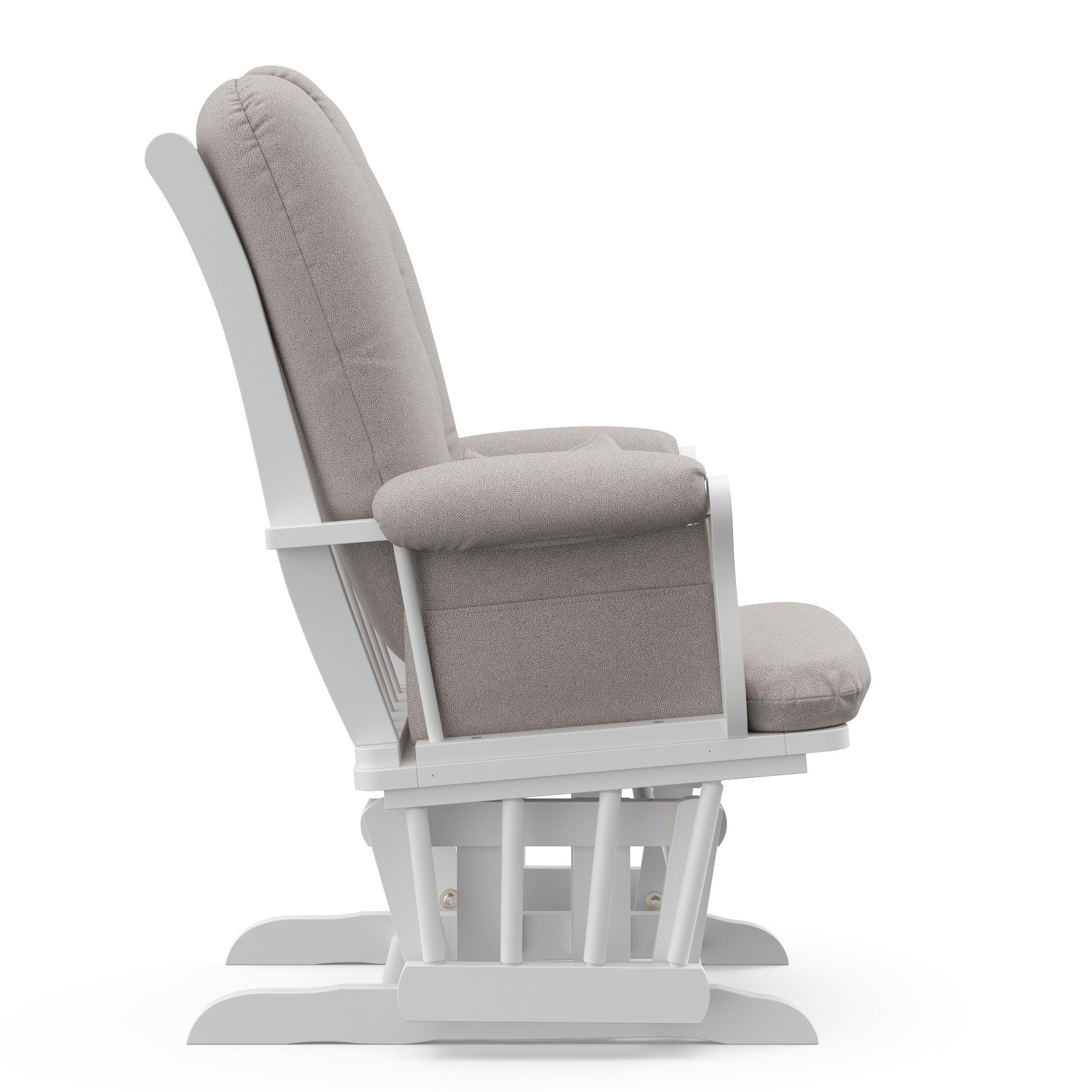 Storkcraft Tuscany Glider and Ottoman, White/Taupe Swirl, large