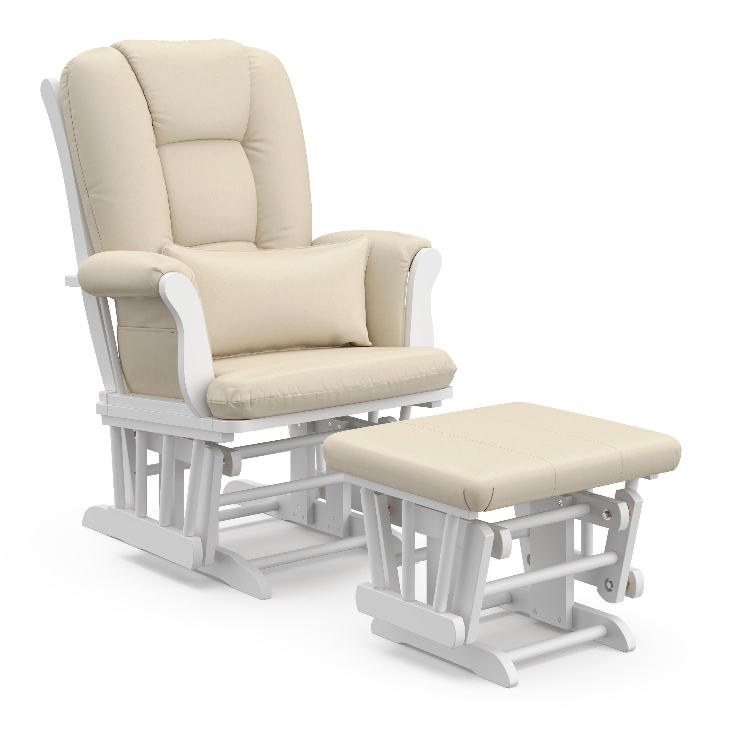 Storkcraft Tuscany Glider and Ottoman, White/Beige, large