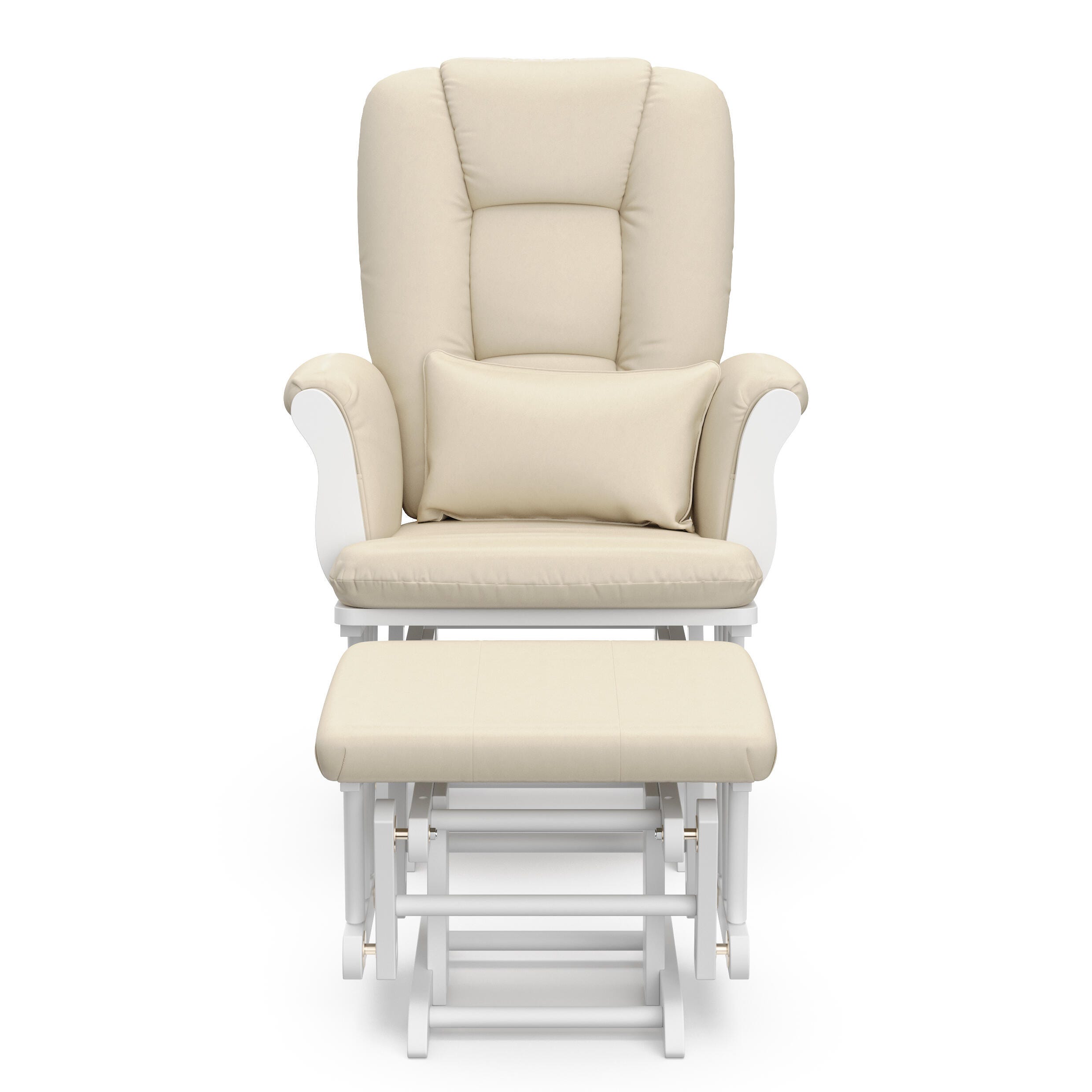 Storkcraft Tuscany Glider and Ottoman, White/Beige, large