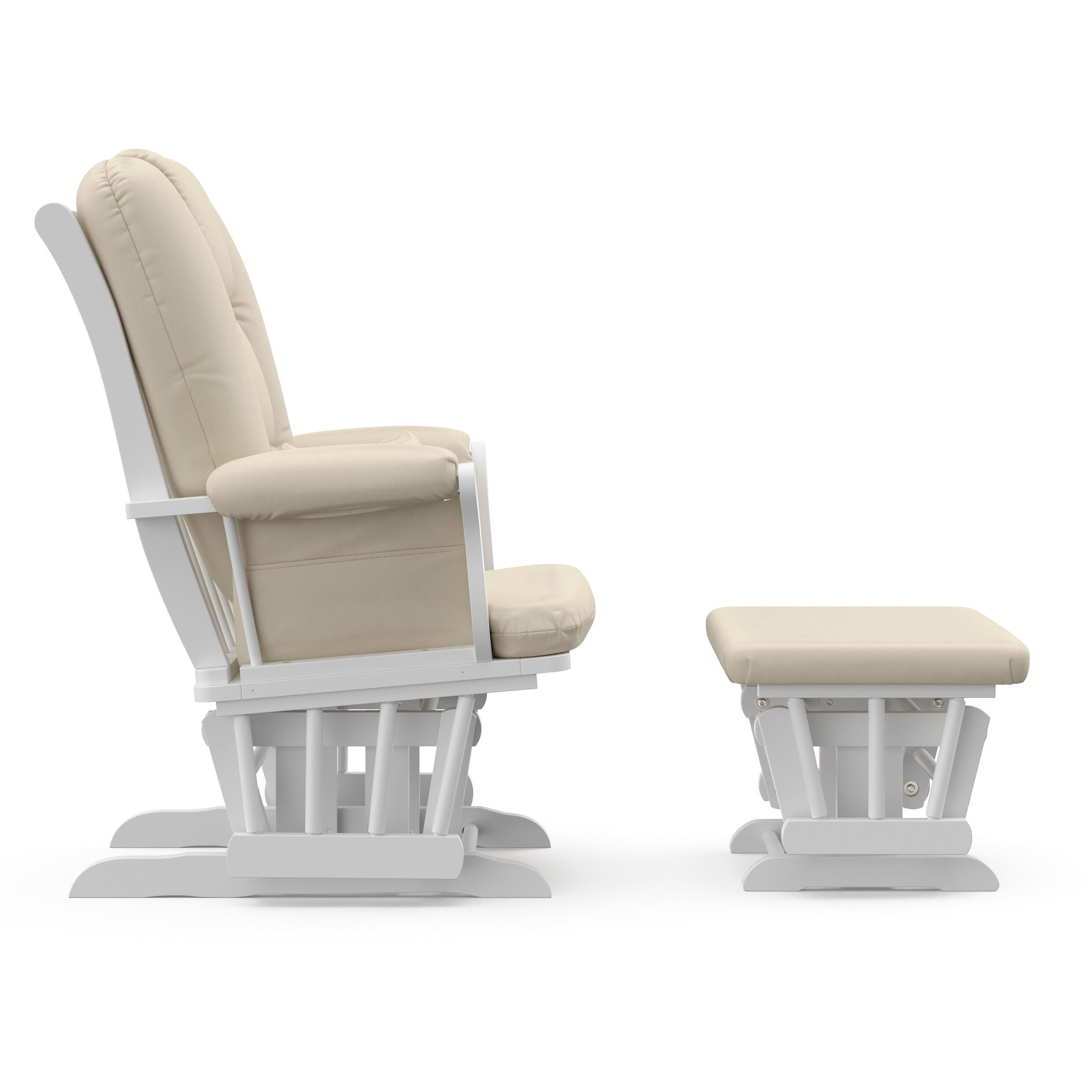 Storkcraft Tuscany Glider and Ottoman, White/Beige, large