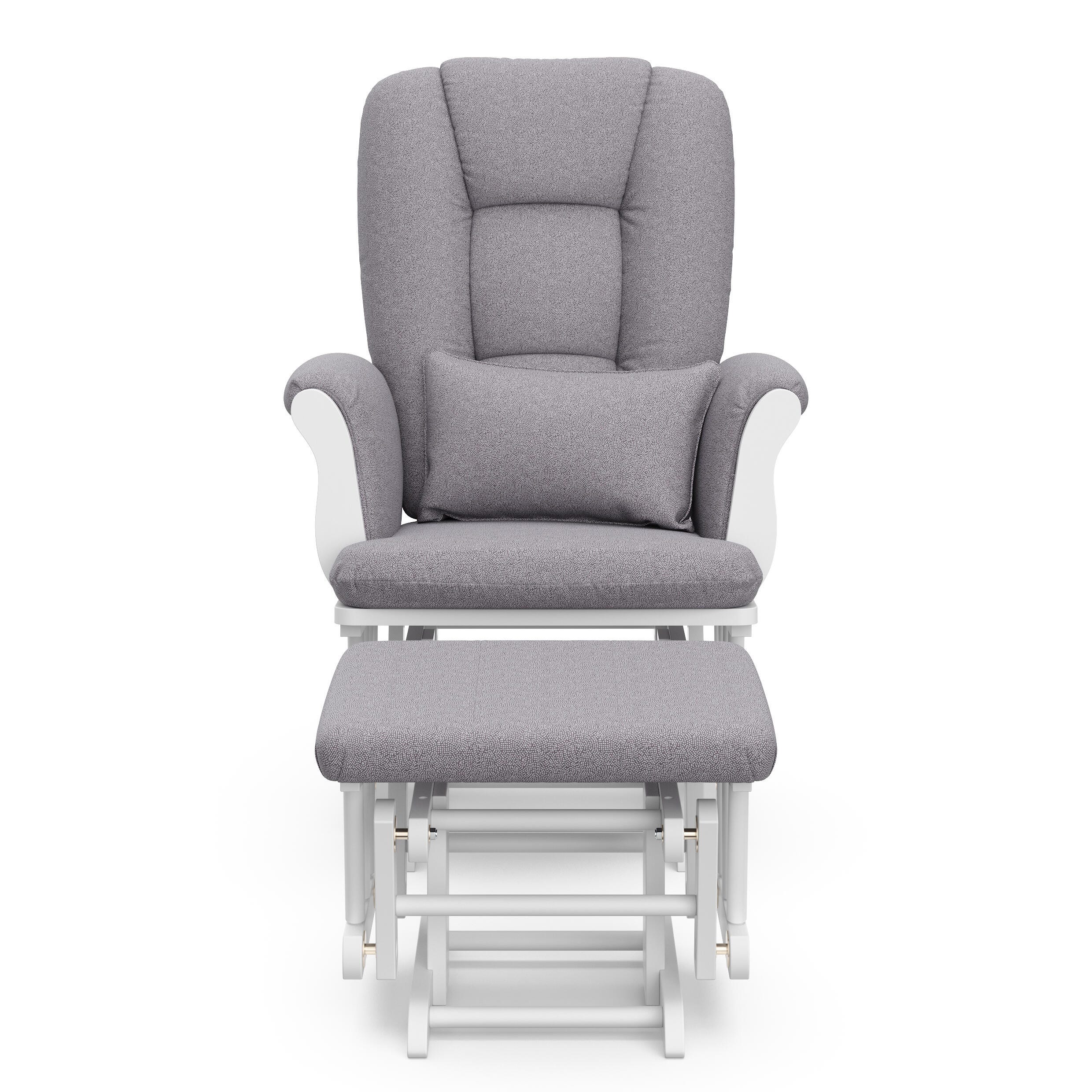 Storkcraft Tuscany Glider and Ottoman, White/Gray Swirl, large