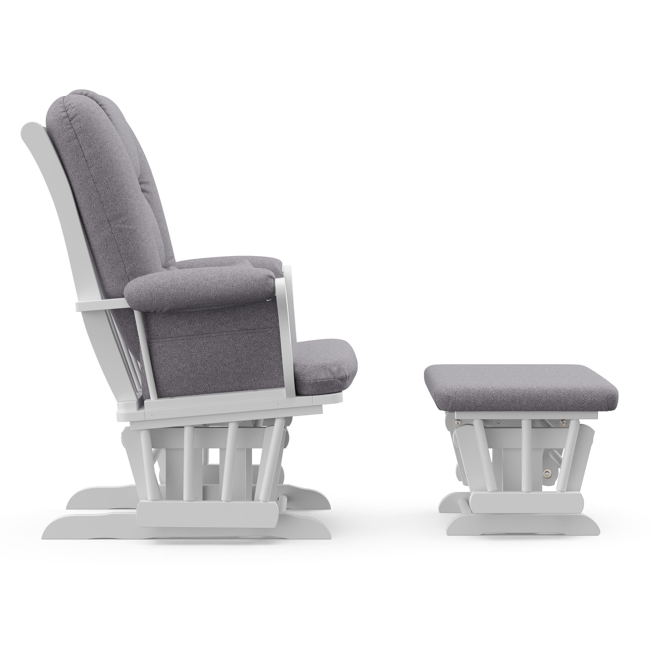 Storkcraft Tuscany Glider and Ottoman, White/Gray Swirl, large