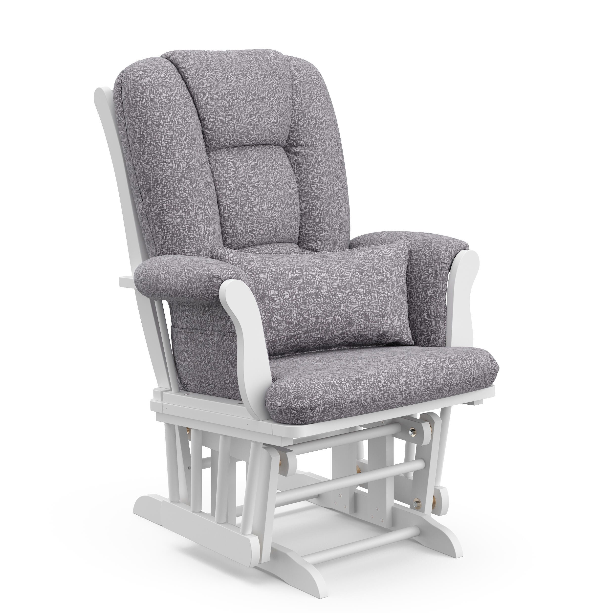 Storkcraft Tuscany Glider and Ottoman, White/Gray Swirl, large