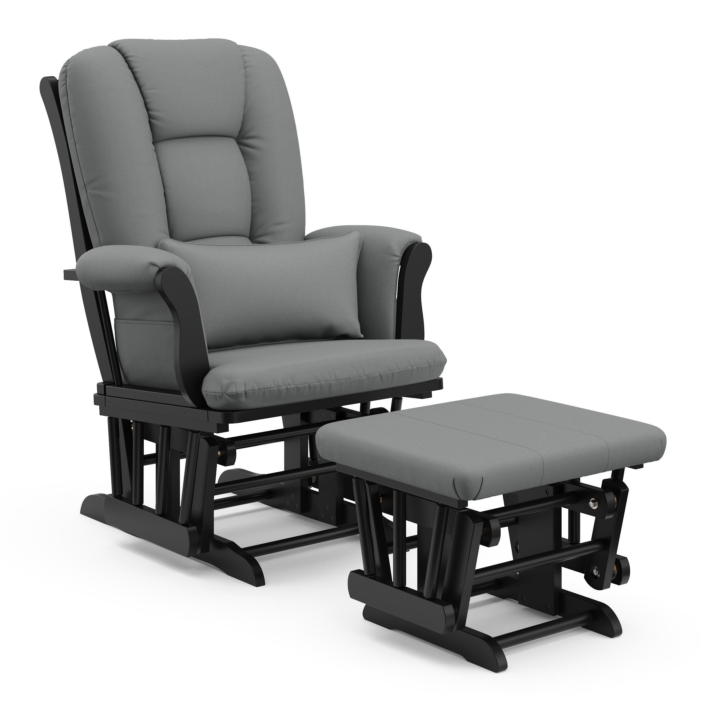Storkcraft Tuscany Glider and Ottoman, Black/Gray, large