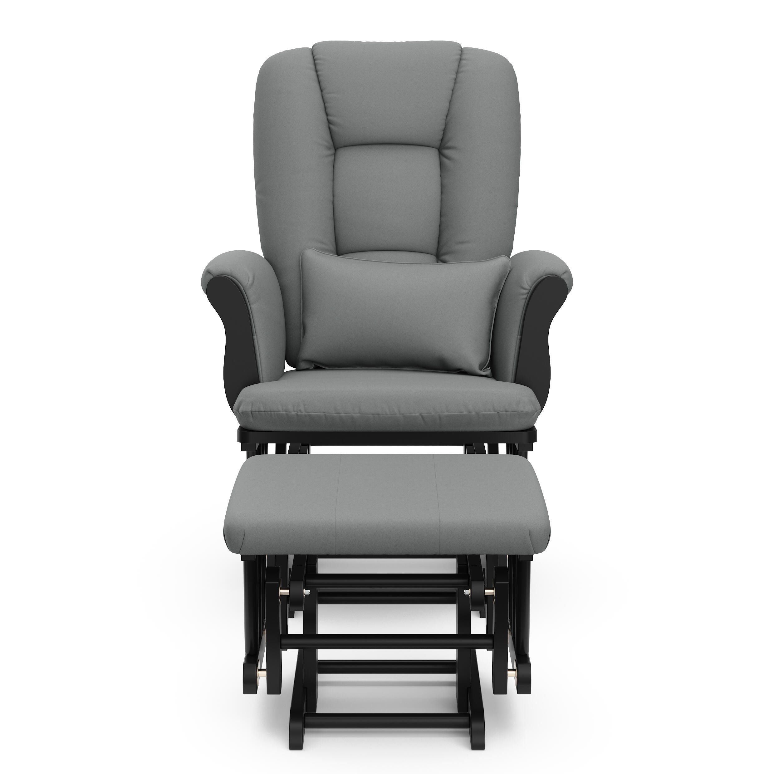 Storkcraft Tuscany Glider and Ottoman, Black/Gray, large