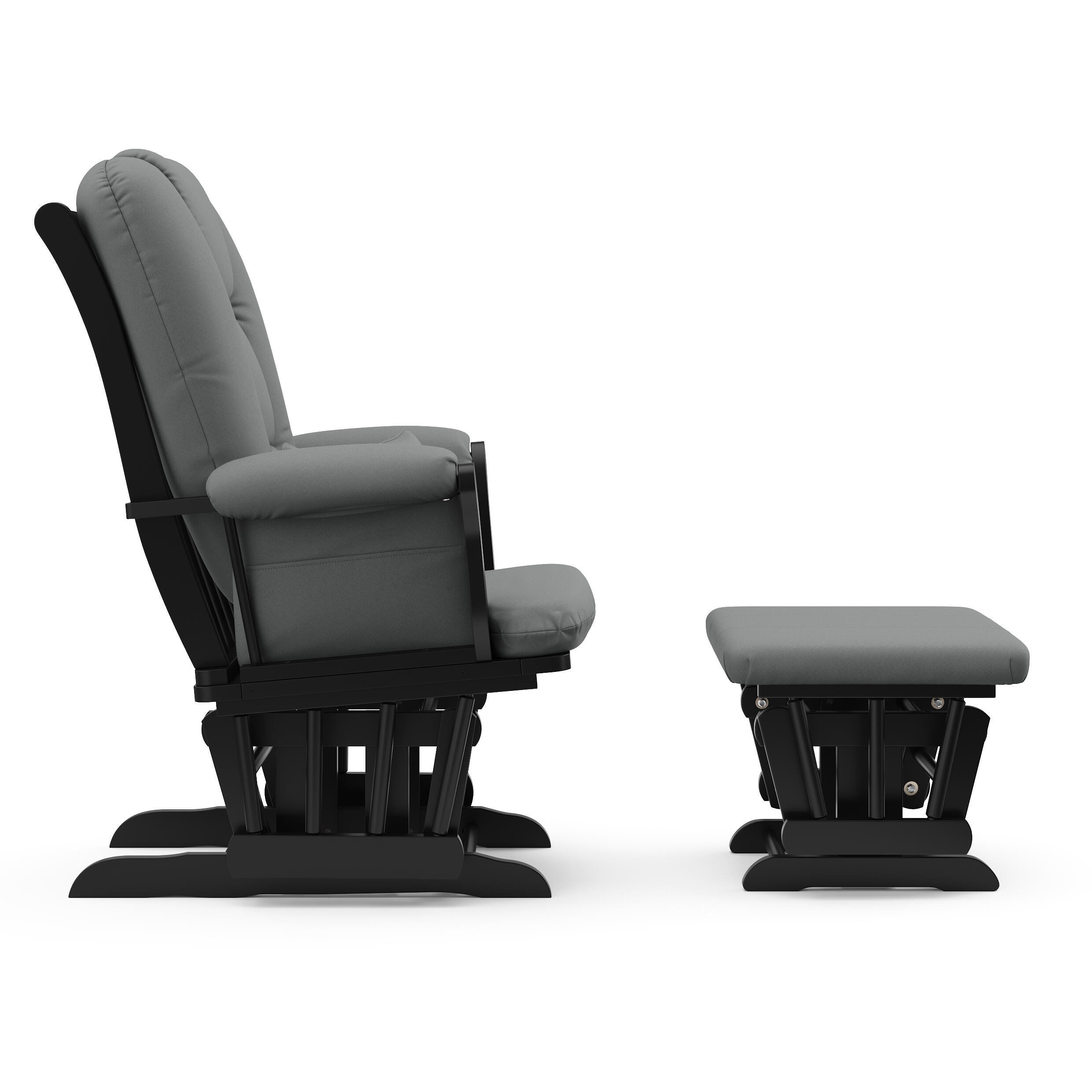Storkcraft Tuscany Glider and Ottoman, Black/Gray, large
