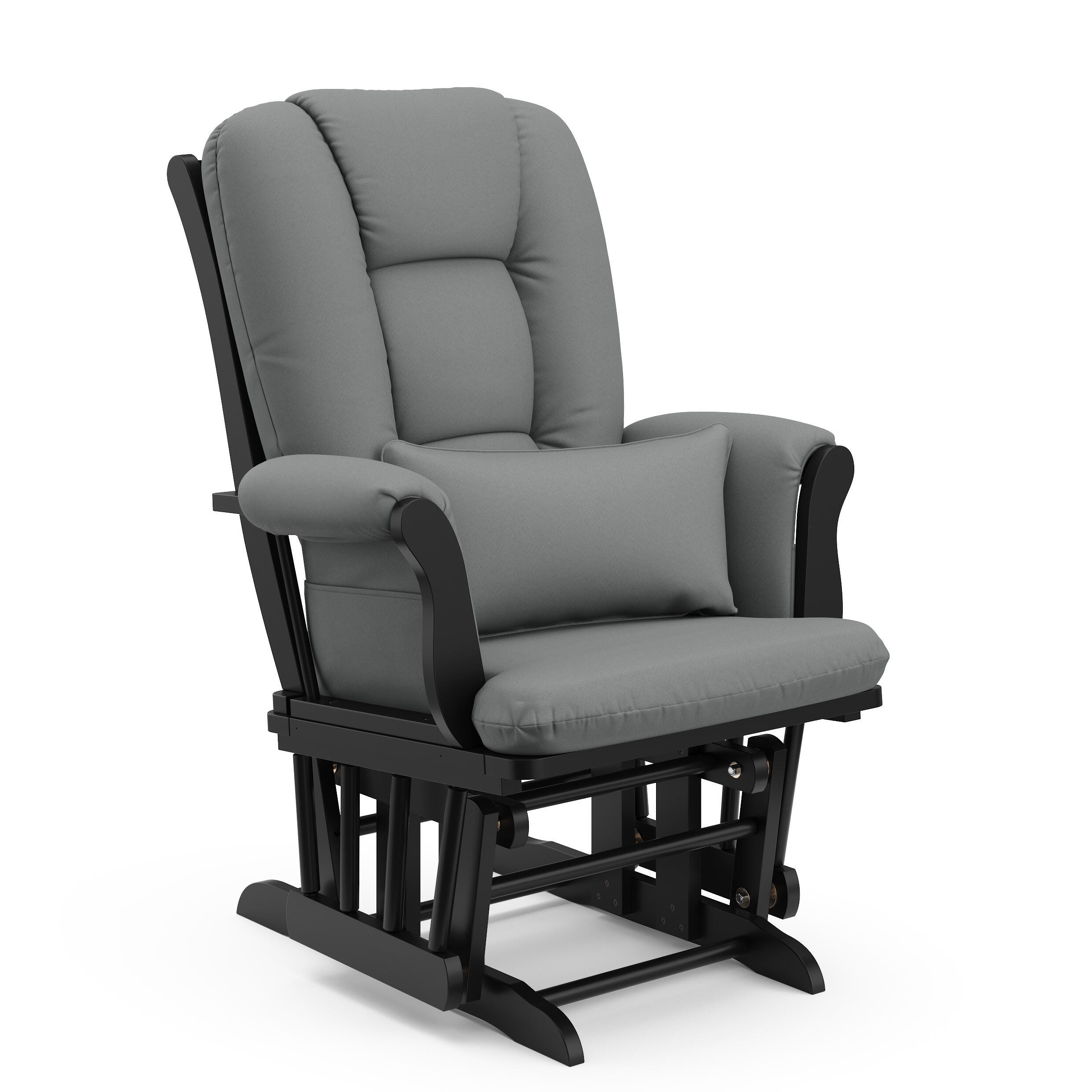 Storkcraft Tuscany Glider and Ottoman, Black/Gray, large