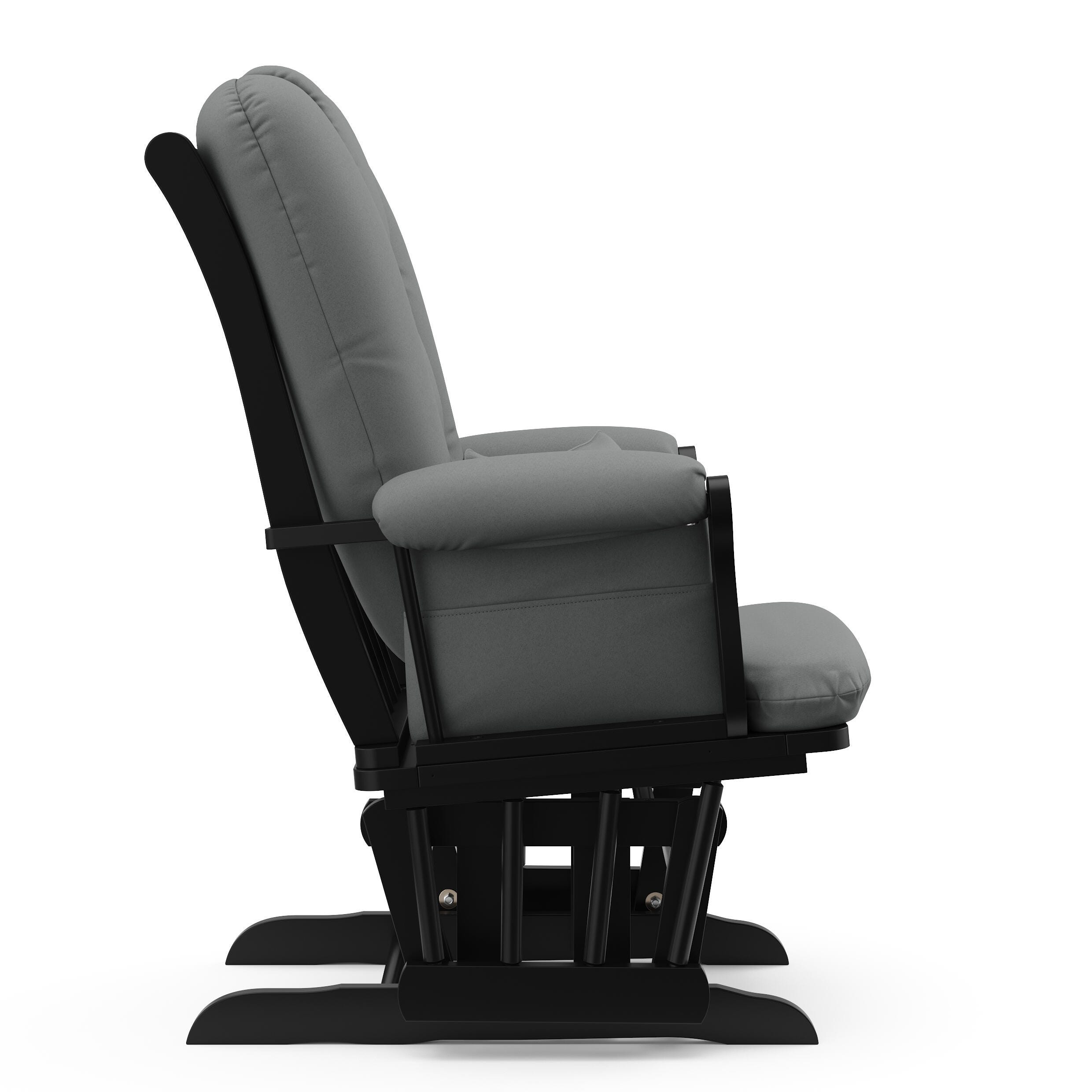 Storkcraft Tuscany Glider and Ottoman, Black/Gray, large