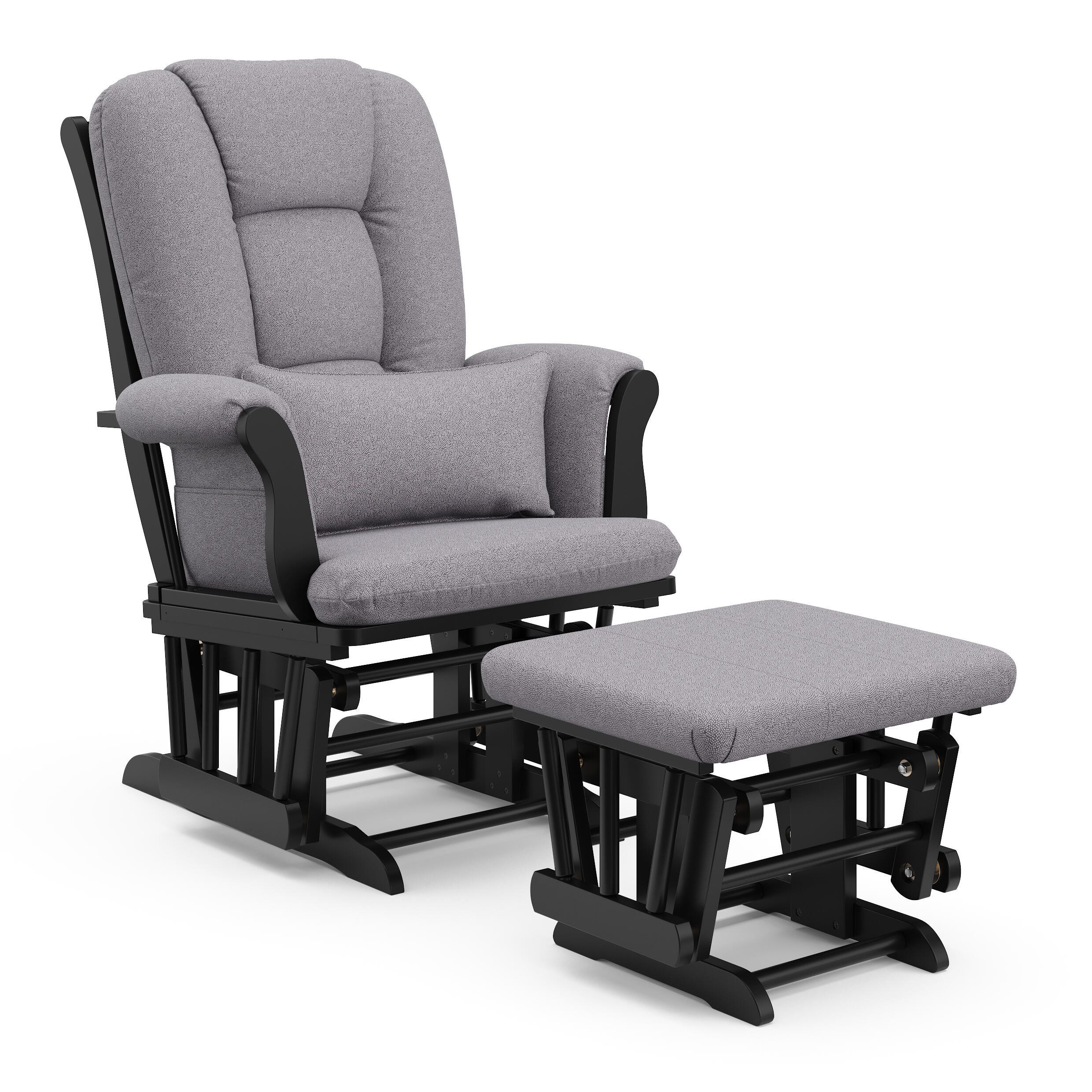 Storkcraft Tuscany Glider and Ottoman, Black/Gray Swirl, large