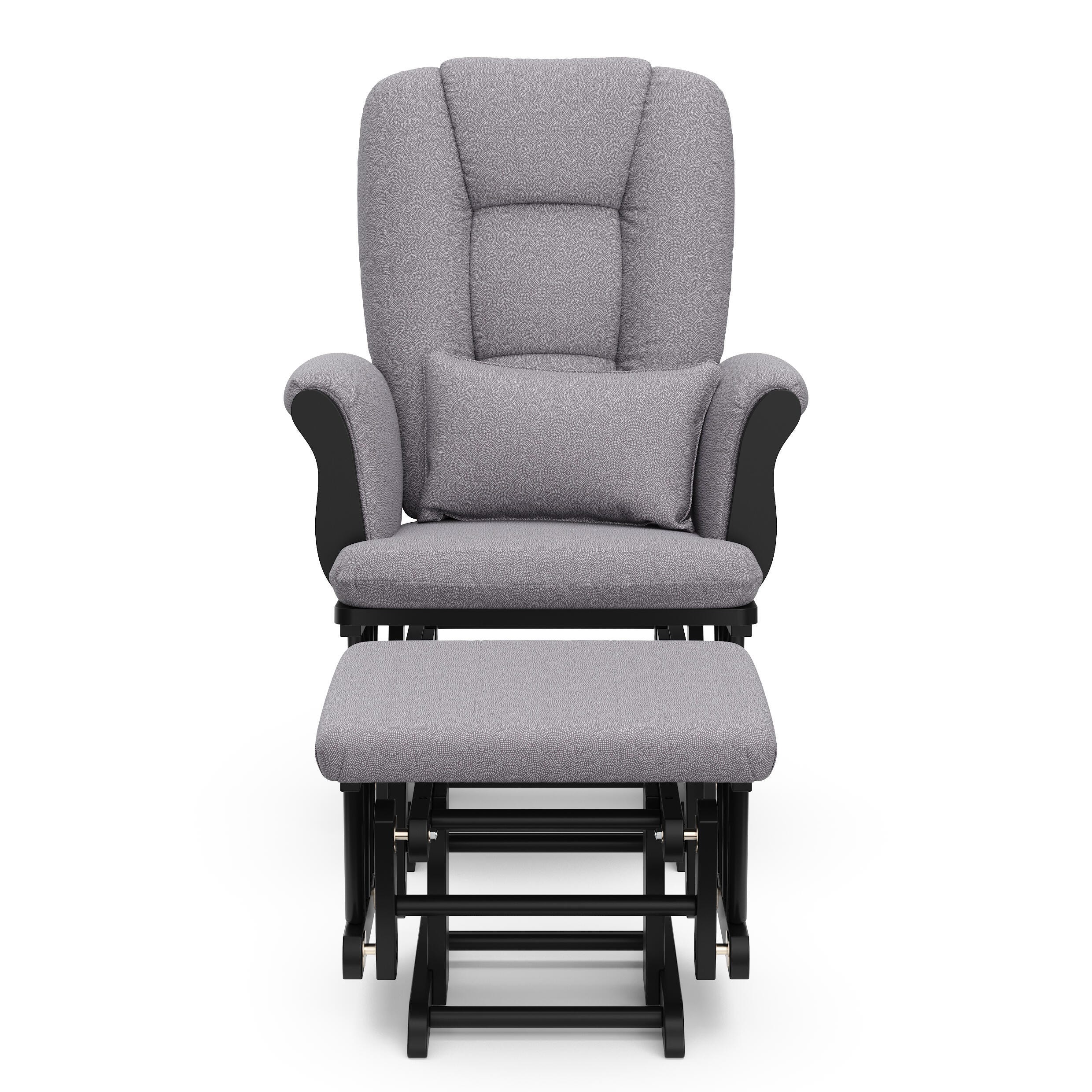 Storkcraft Tuscany Glider and Ottoman, Black/Gray Swirl, large