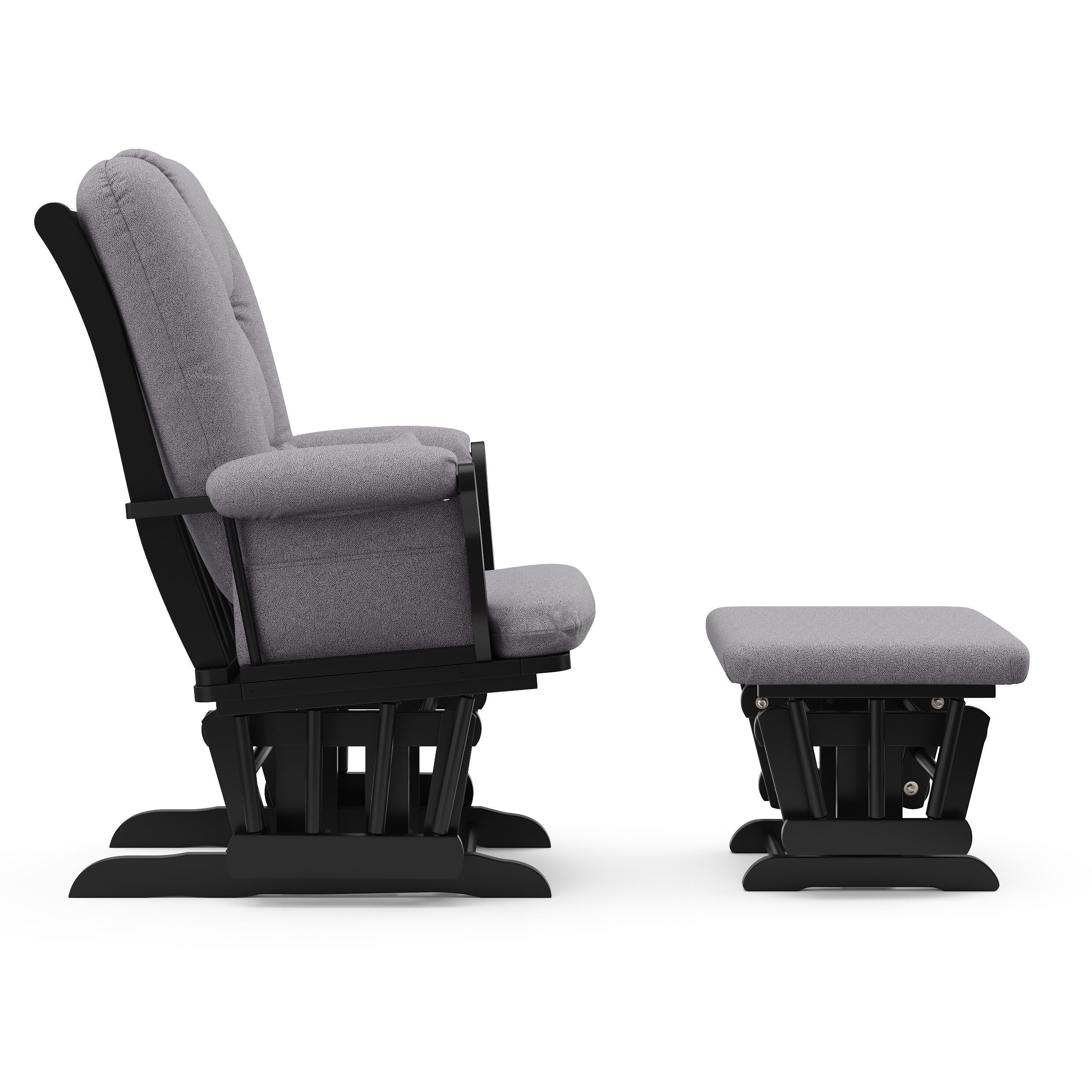 Storkcraft Tuscany Glider and Ottoman, Black/Gray Swirl, large