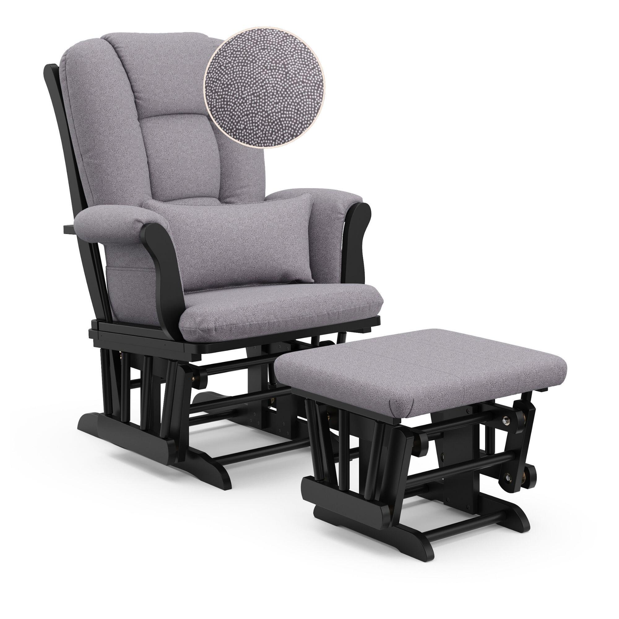 Storkcraft Tuscany Glider and Ottoman, Black/Gray Swirl, large