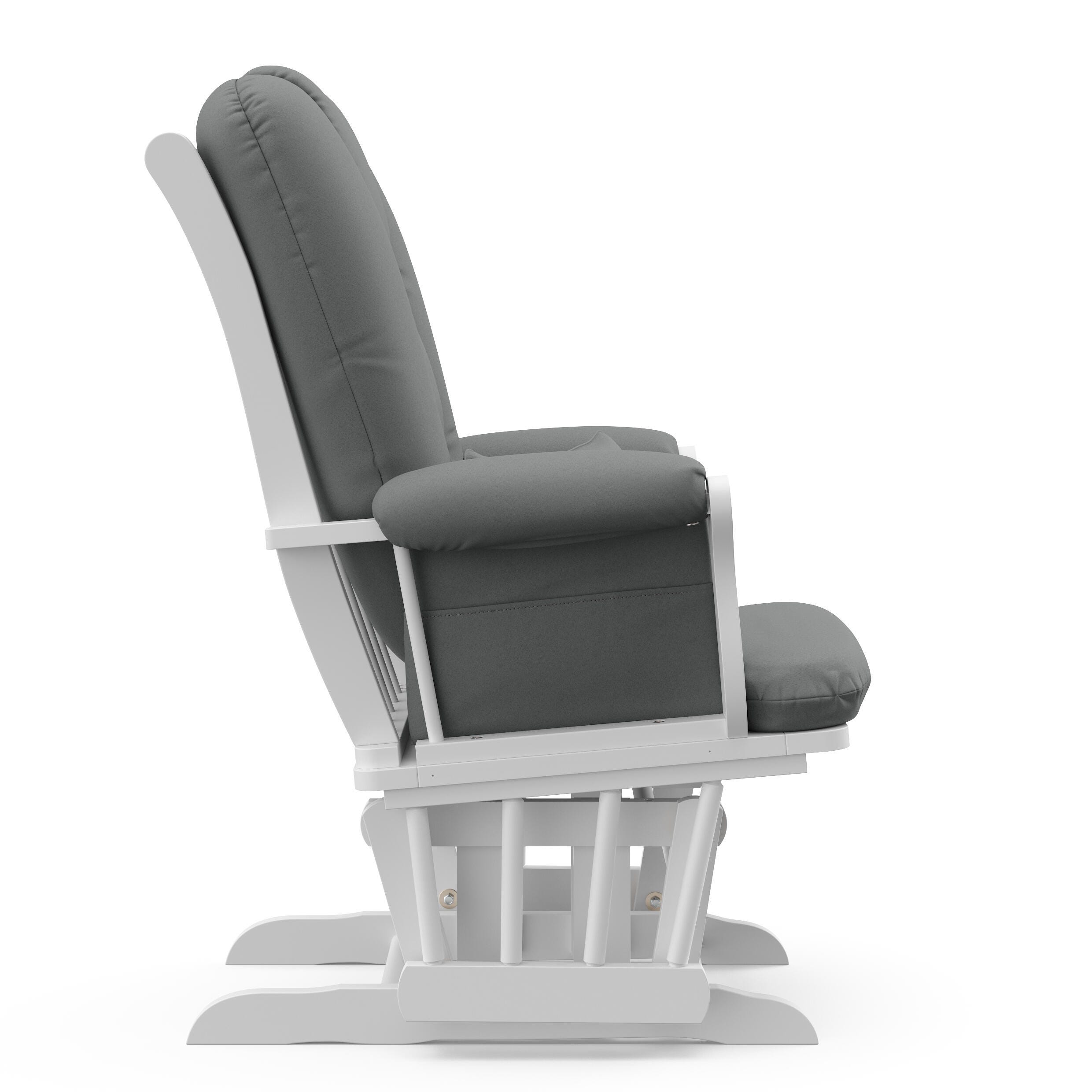 Storkcraft Tuscany Glider and Ottoman, White/Gray, large