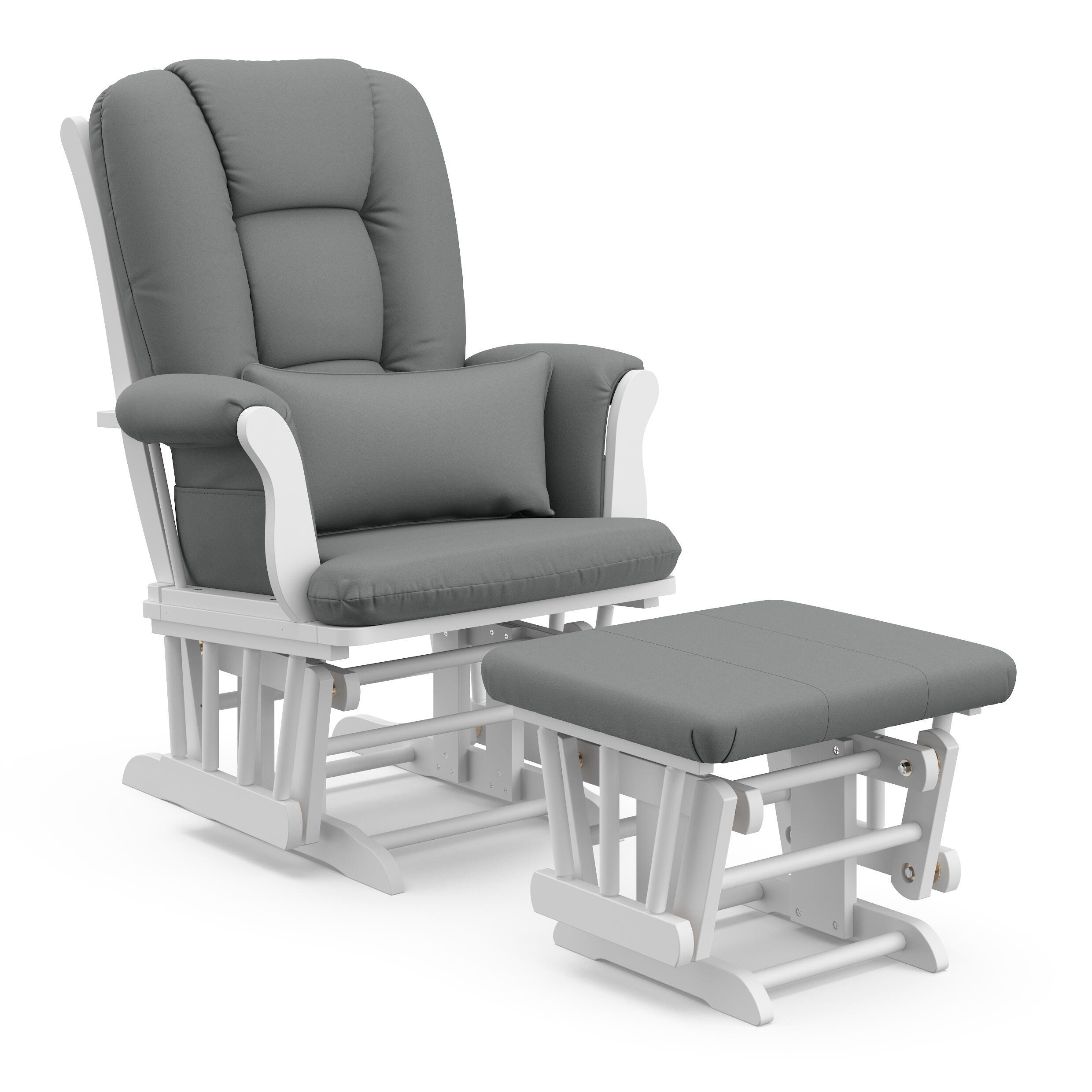 Storkcraft Tuscany Glider and Ottoman, White/Gray, large