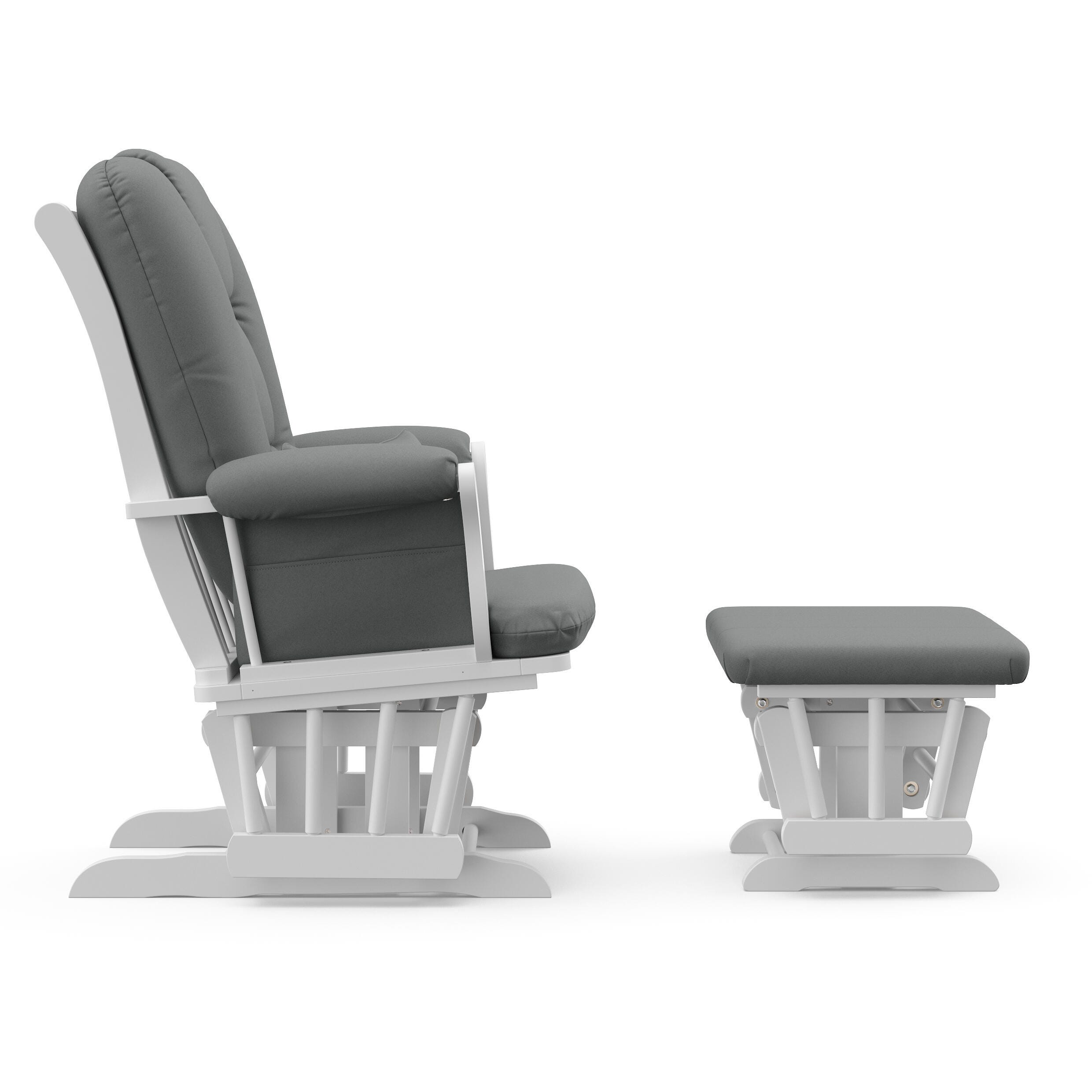 Storkcraft Tuscany Glider and Ottoman, White/Gray, large