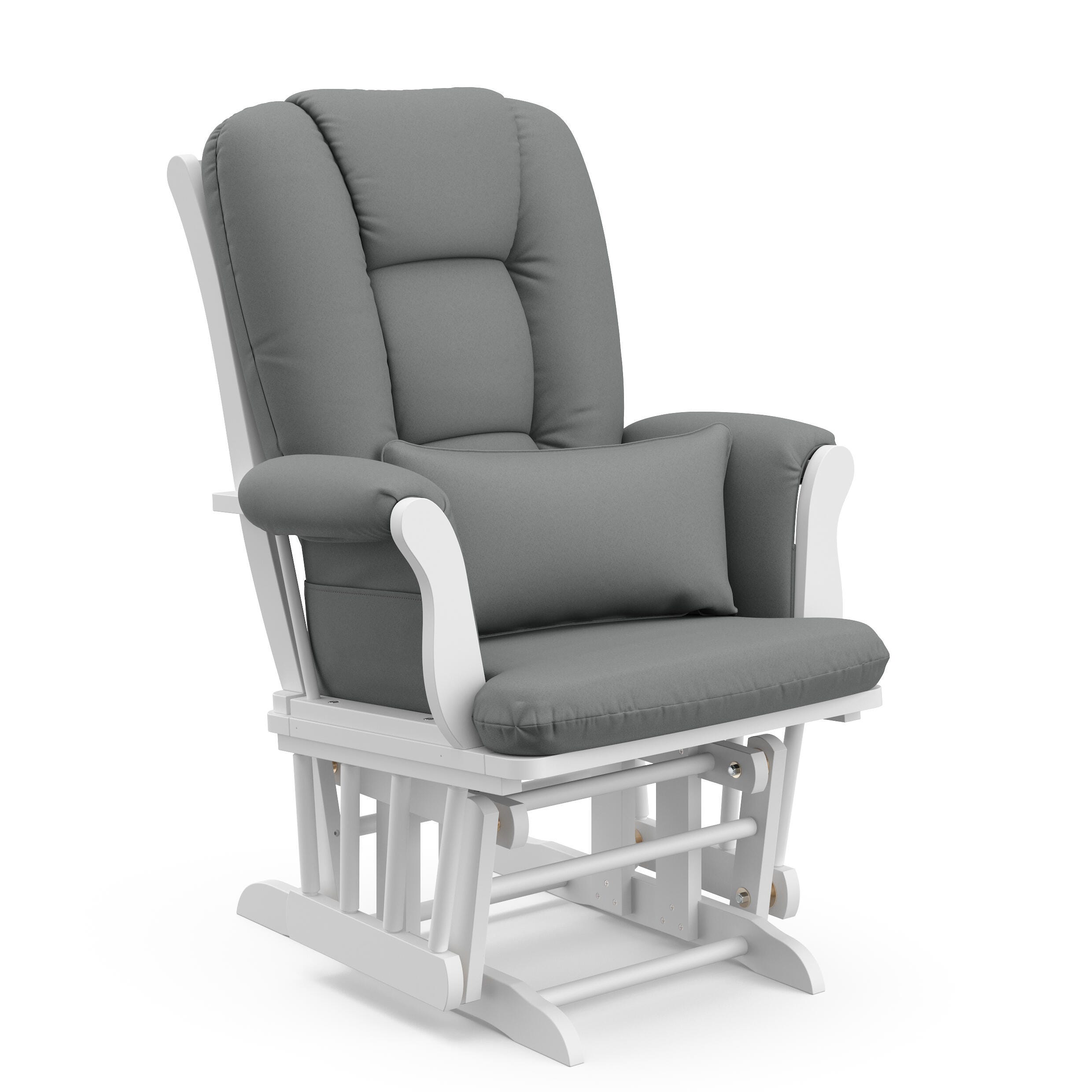 Storkcraft Tuscany Glider and Ottoman, White/Gray, large