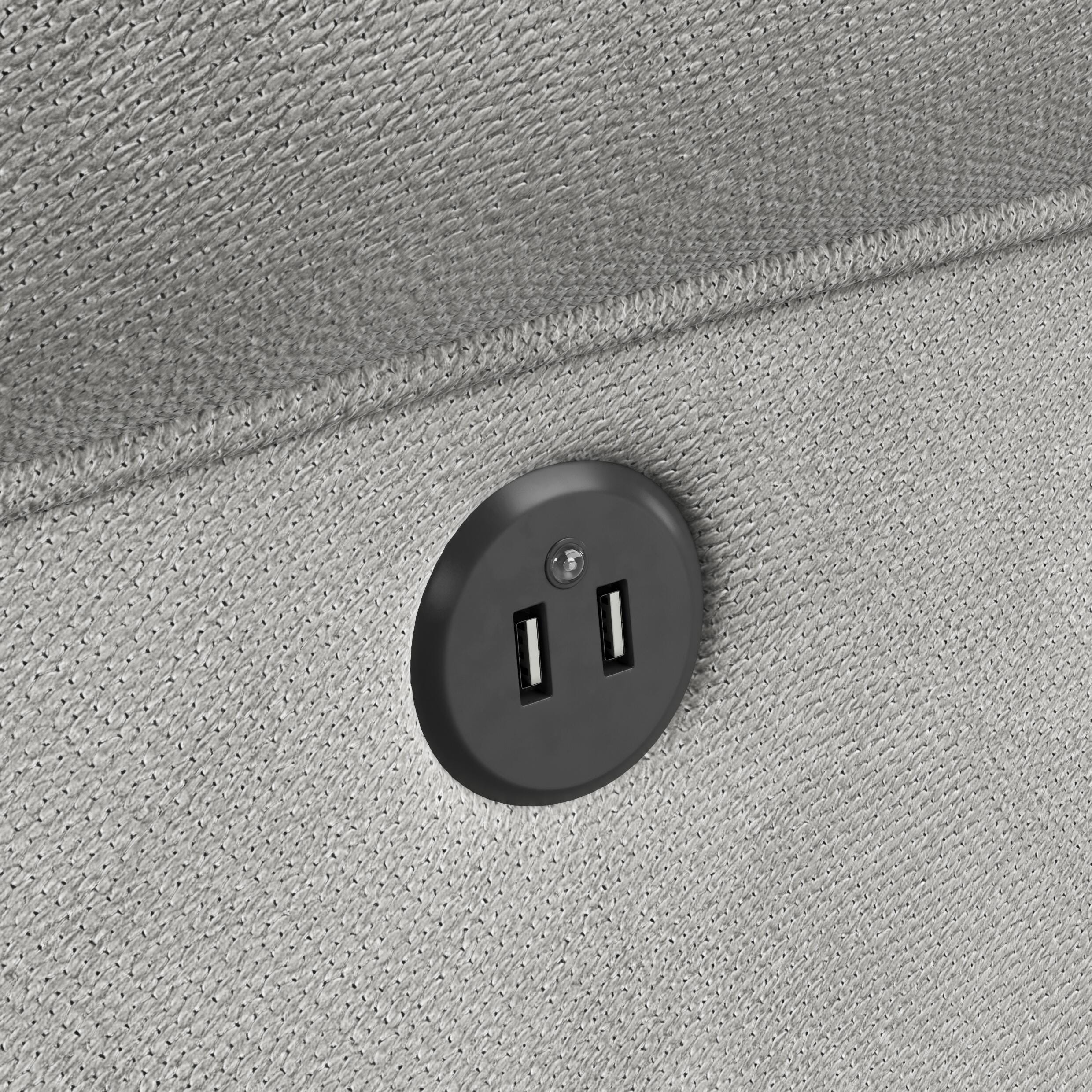 Storkcraft Serenity Wingback Upholstered Recline Glider with USB, Steel, large