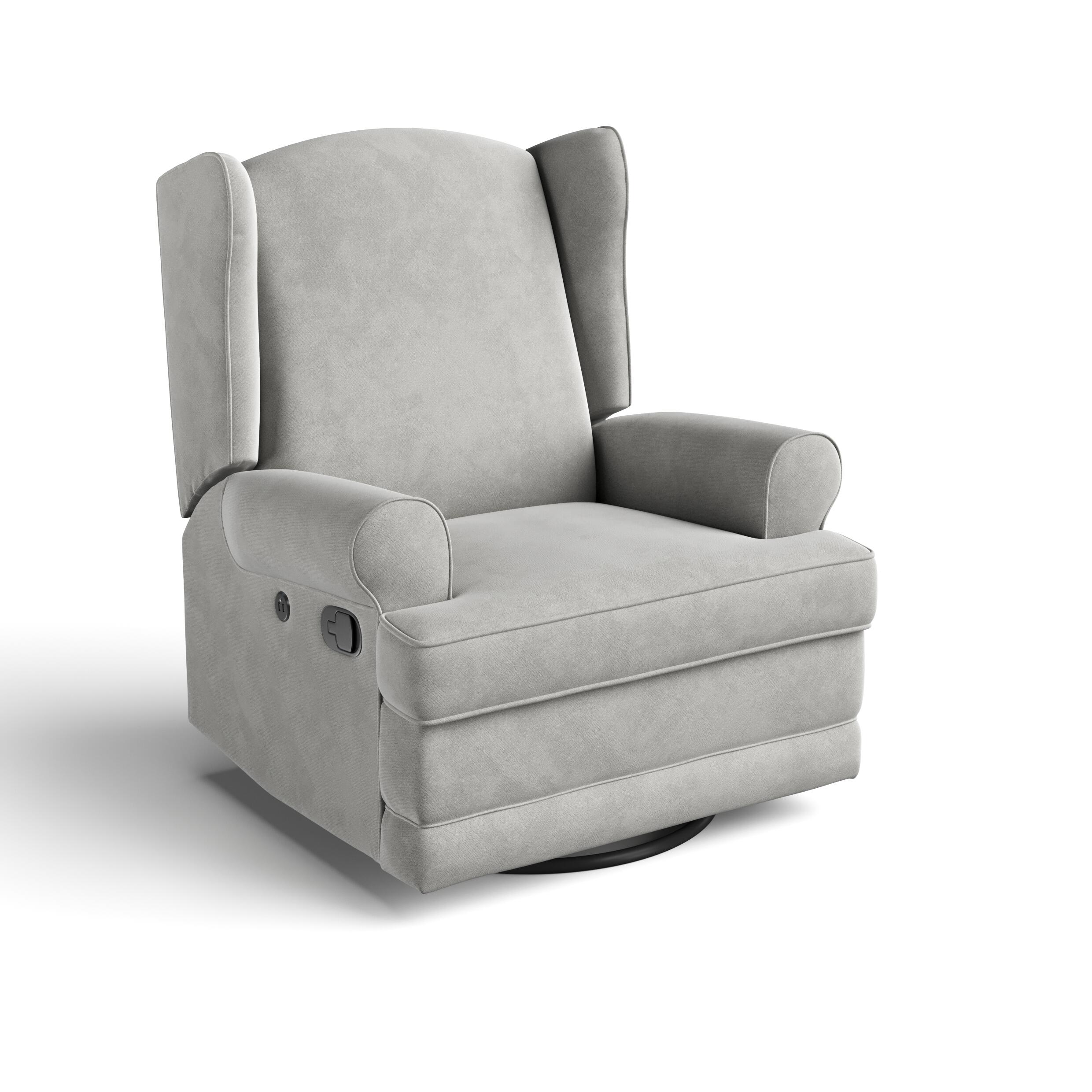 Storkcraft Serenity Wingback Upholstered Recline Glider with USB, Steel, large
