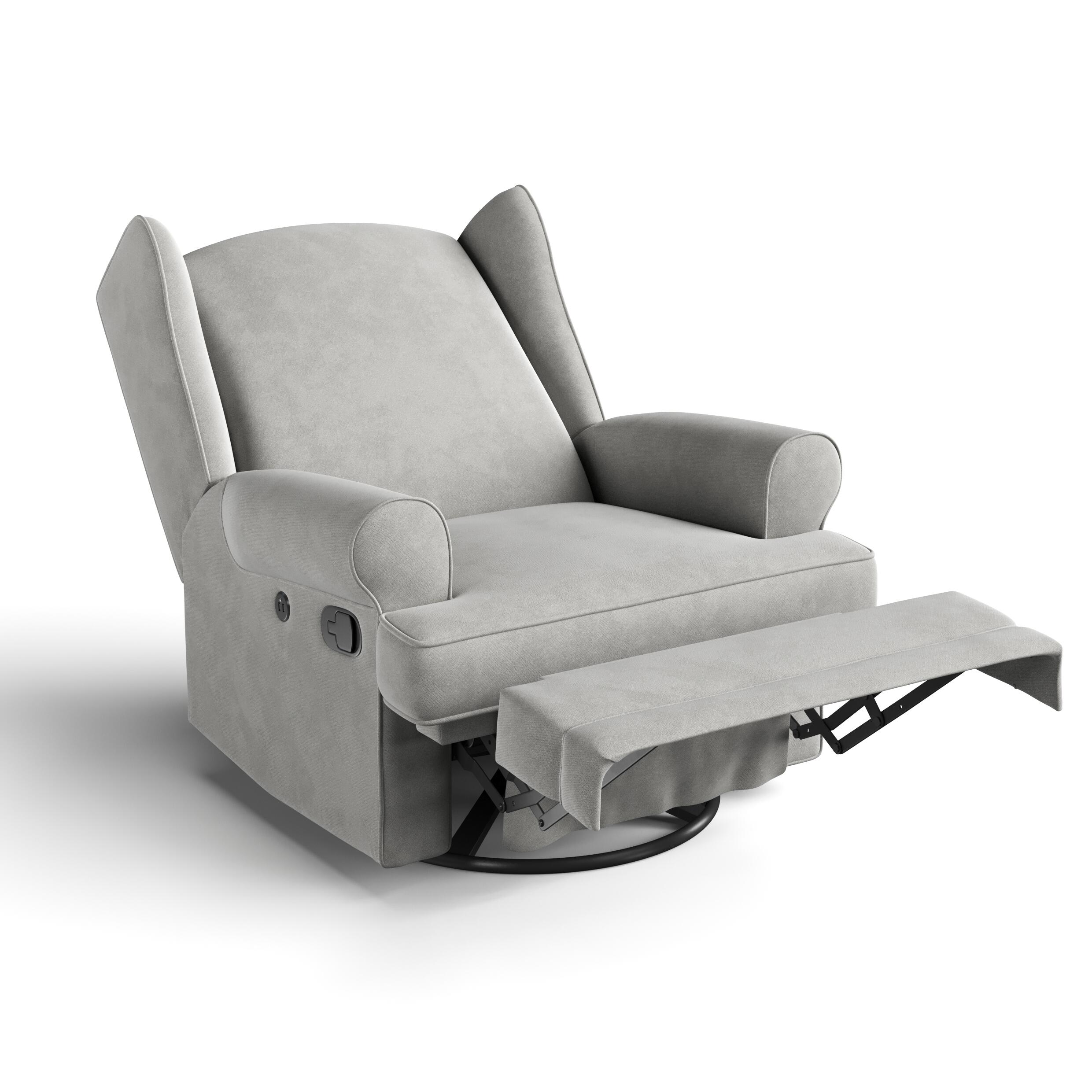 Storkcraft Serenity Wingback Upholstered Recline Glider with USB, Steel, large