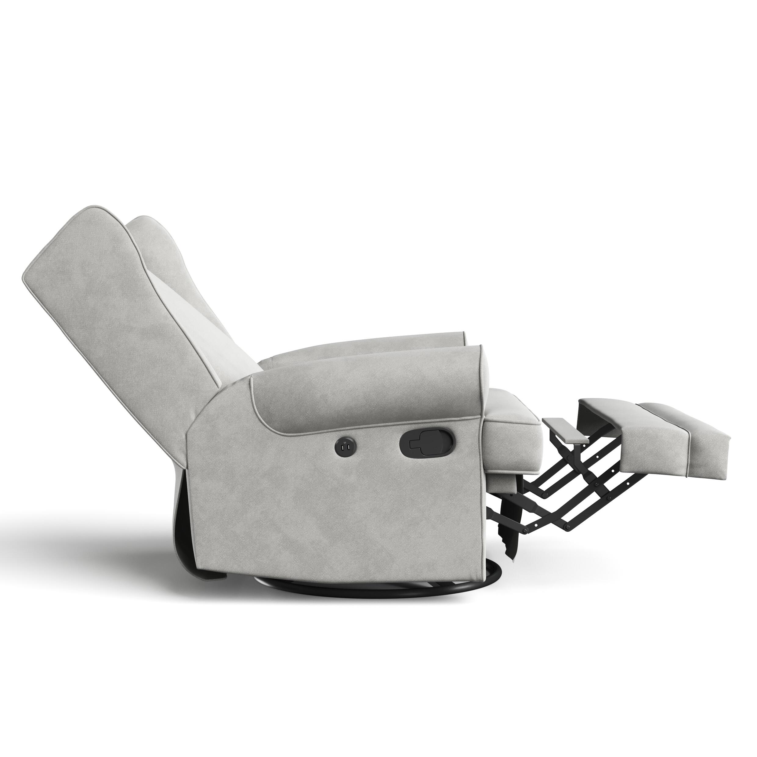 Storkcraft Serenity Wingback Upholstered Recline Glider with USB, Steel, large