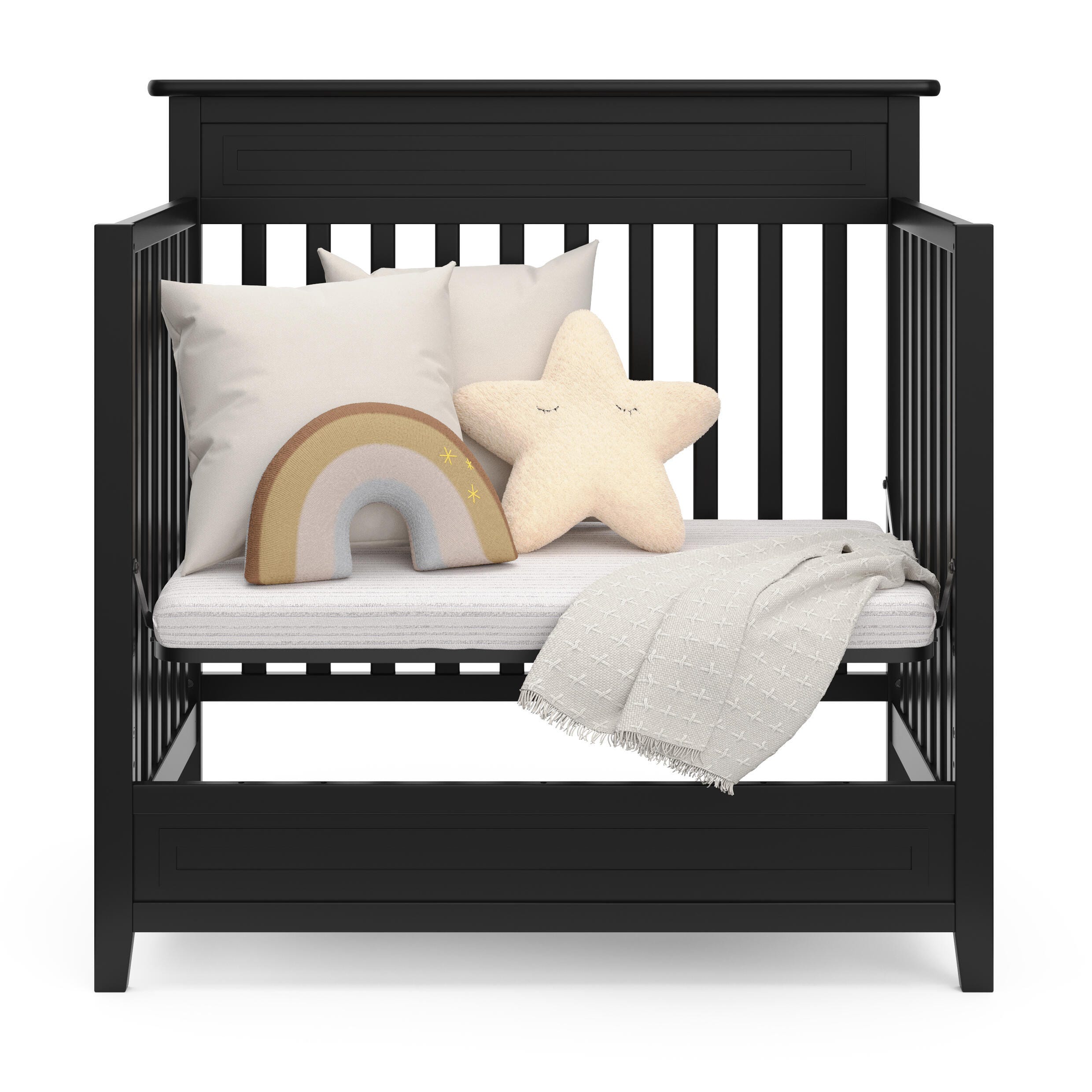 Storkcraft Petal 4-in-1 Convertible Mini Crib, Black, large