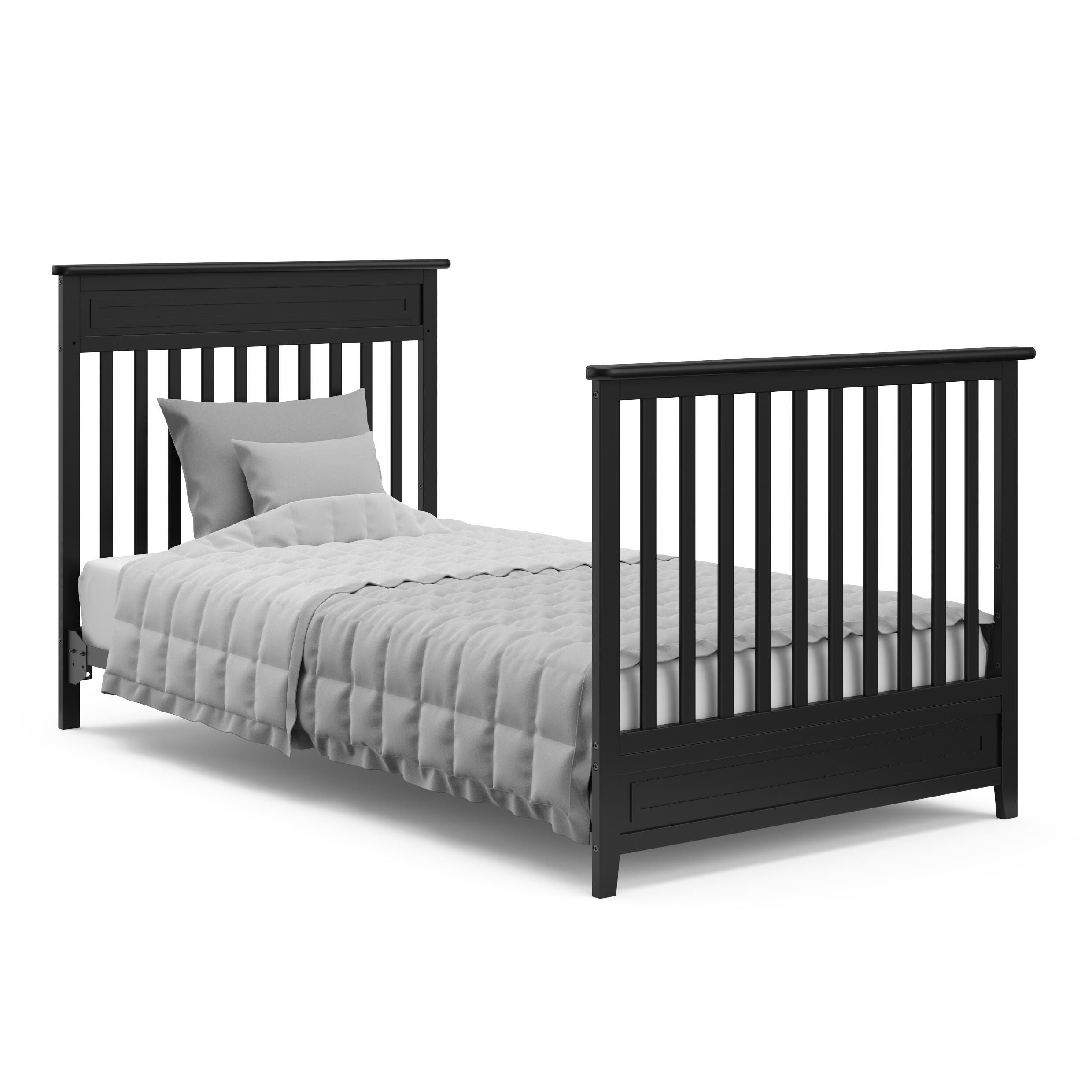 Storkcraft Petal 4-in-1 Convertible Mini Crib, Black, large