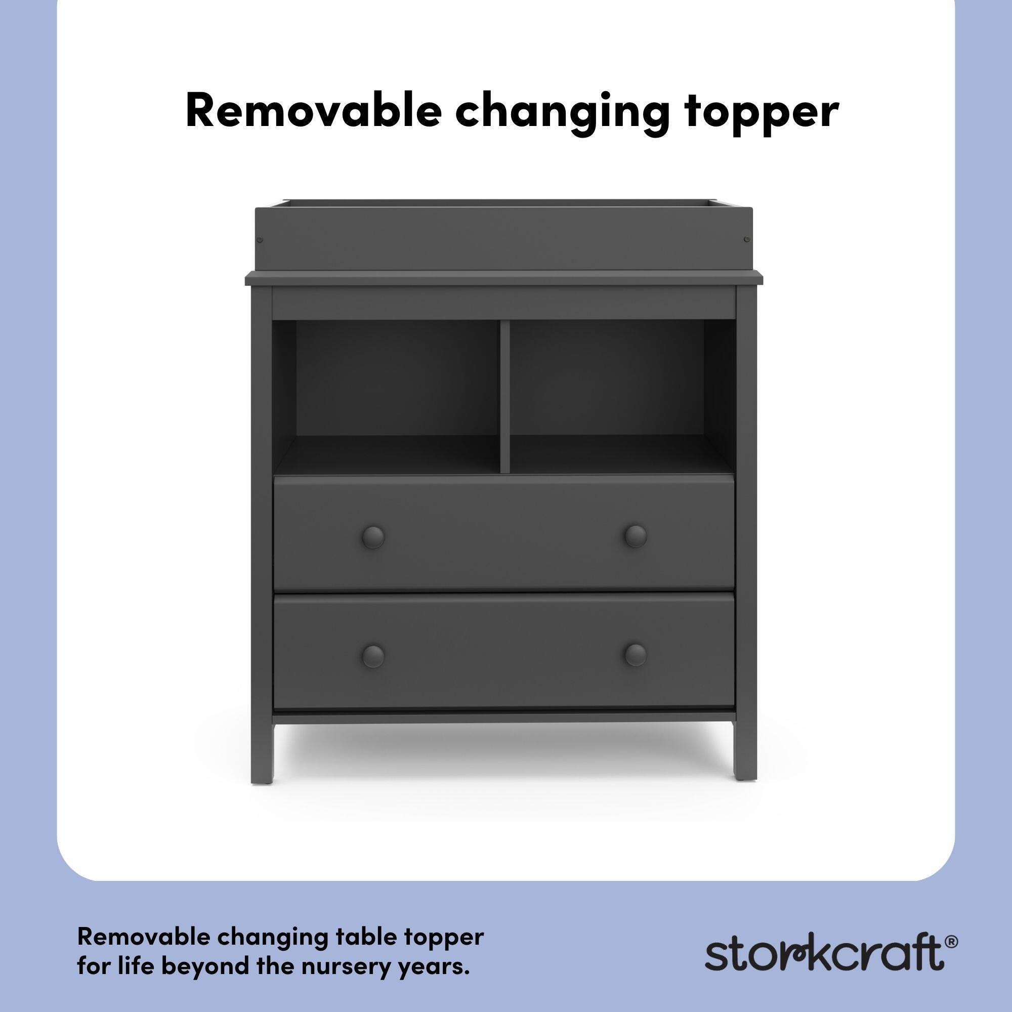 Storkcraft Alpine 2-Drawer Changing Chest, Gray, large
