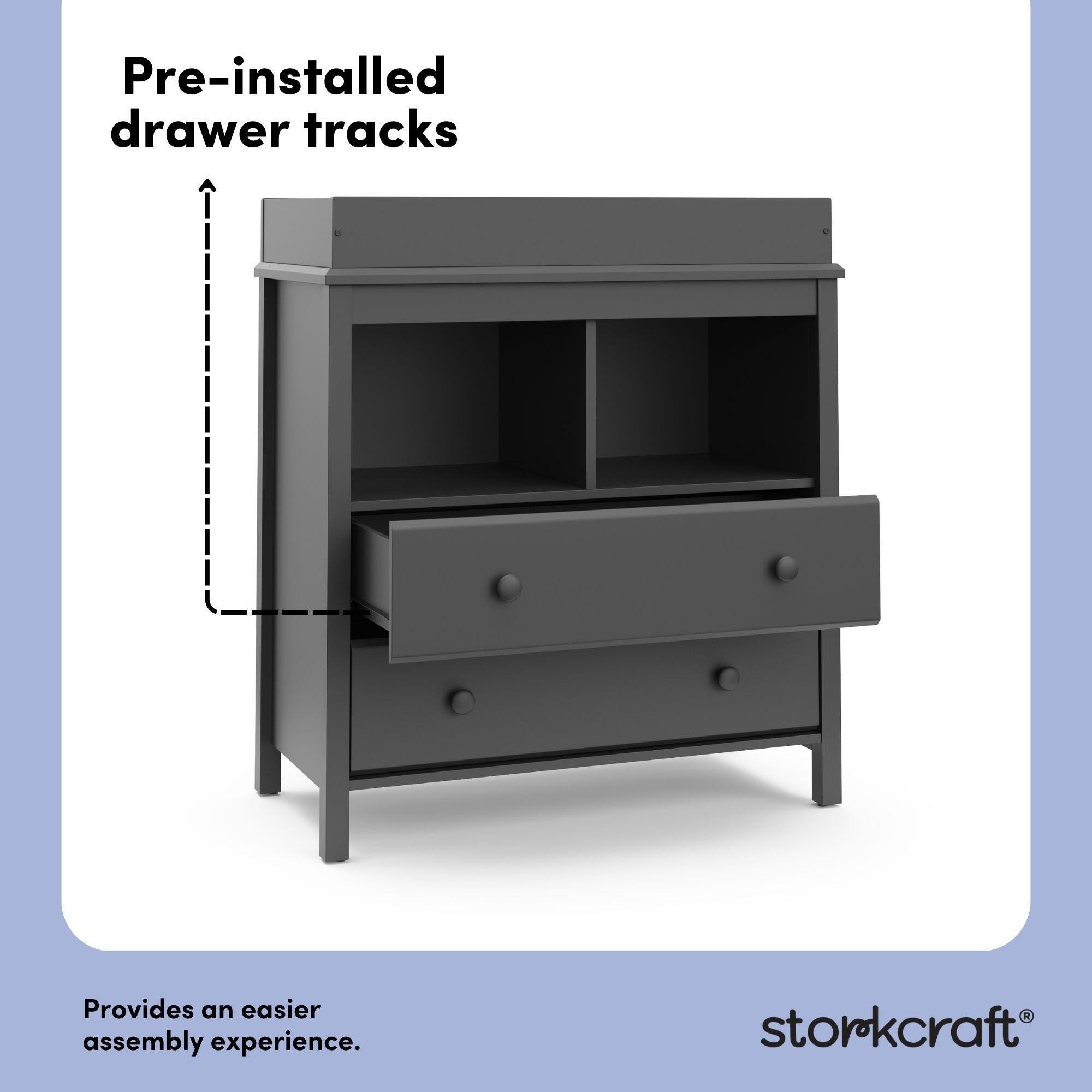 Storkcraft Alpine 2-Drawer Changing Chest, Gray, large