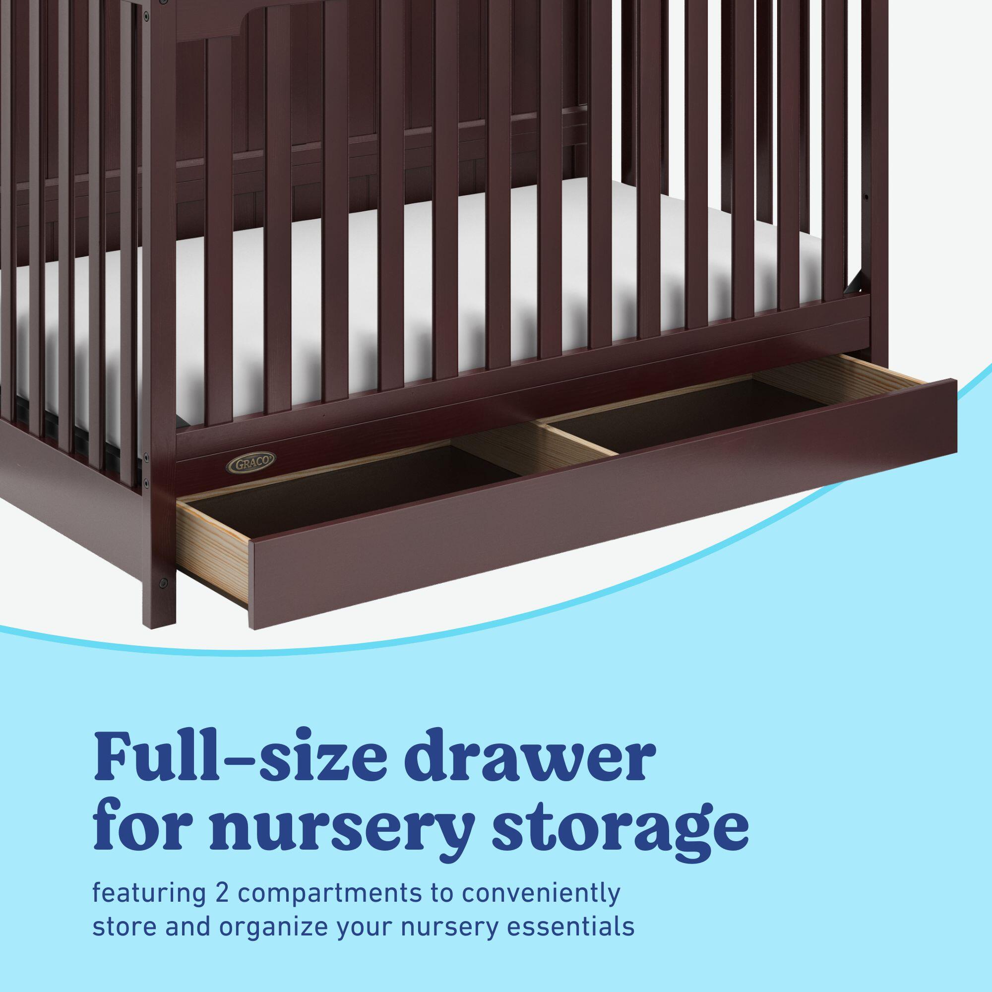 Graco Hadley 5-in-1 Convertible Crib with Drawer, Espresso, large