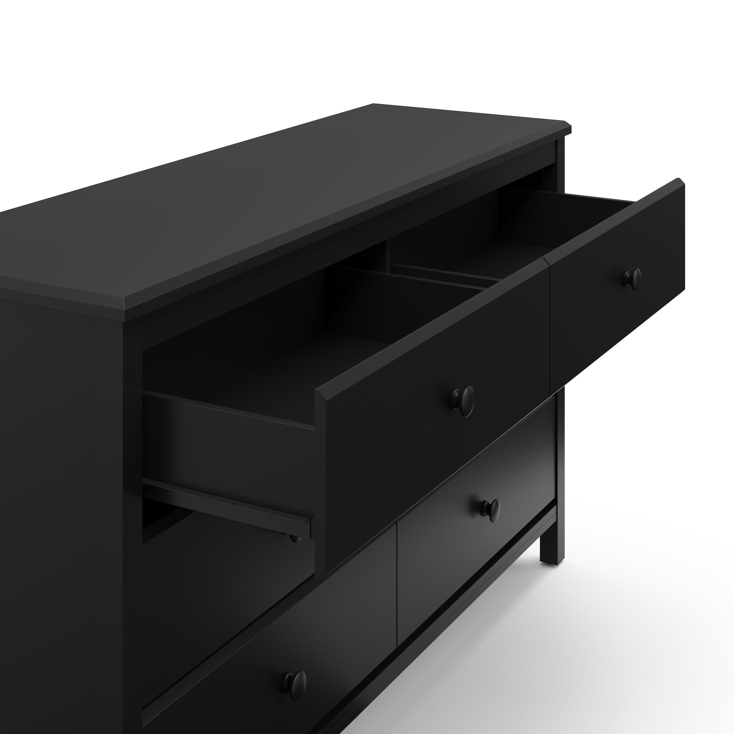 Storkcraft Alpine 6 Drawer Double Dresser, Black, large