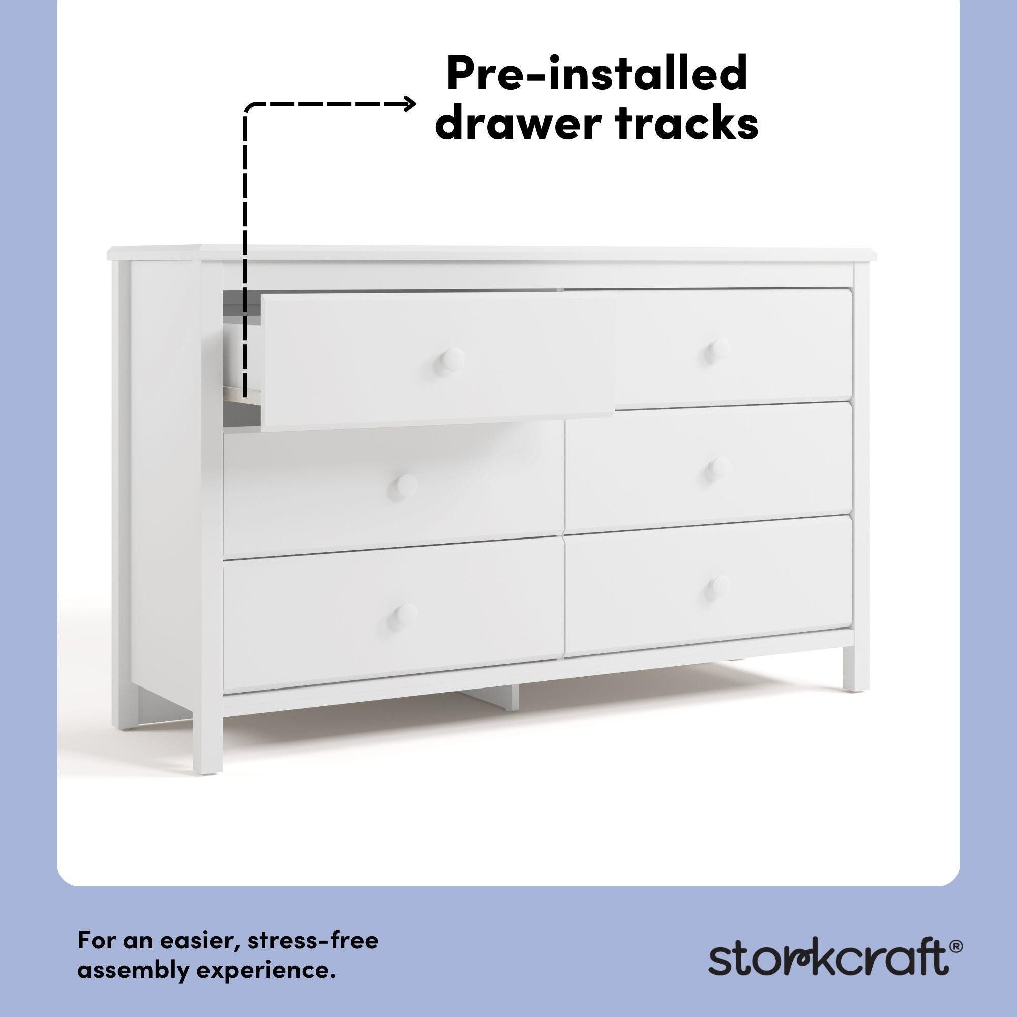 Storkcraft Alpine 6 Drawer Double Dresser, White, large