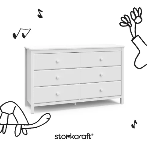 Storkcraft - Alpine 6-Drawer Double Dresser - White Storkcraft - Alpine 6-Drawer Double Dresser - White