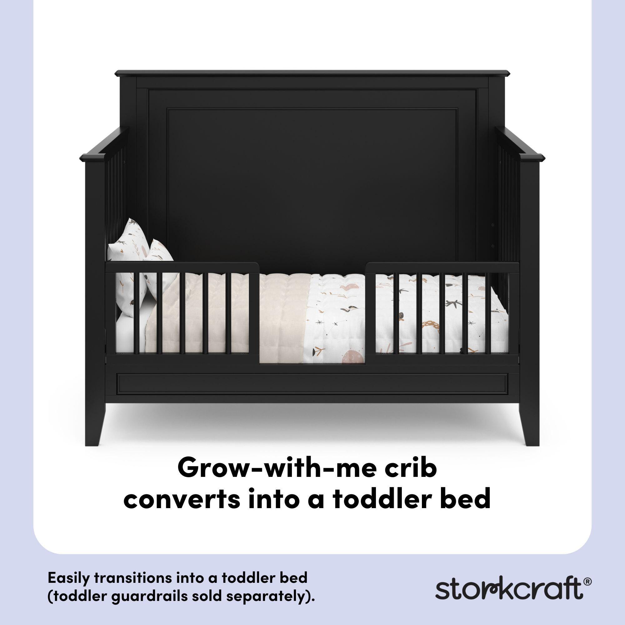 Storkcraft Solstice 5-in-1 Convertible Crib, Black, large