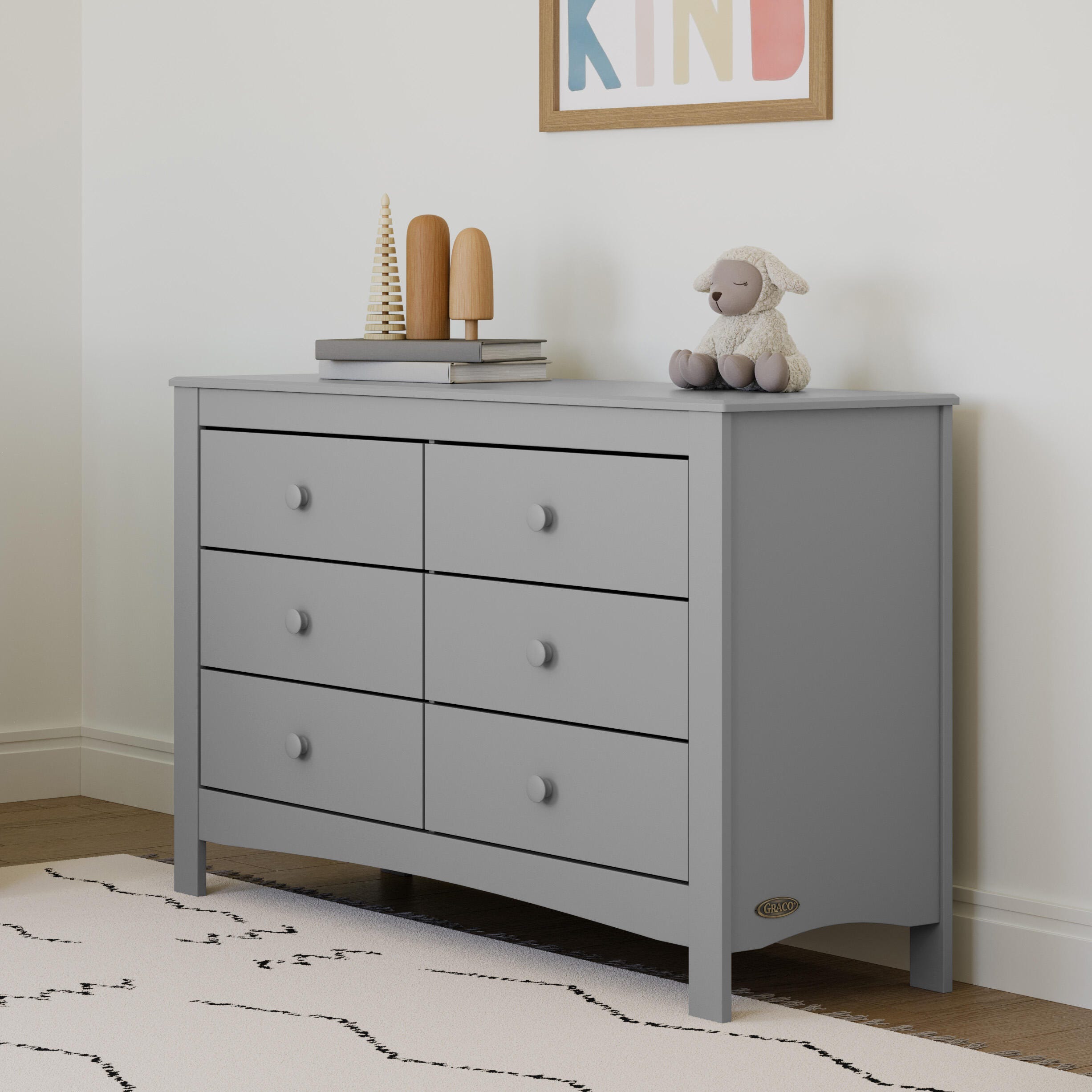 Graco Noah 6 Drawer Double Dresser, Pebble Gray, large