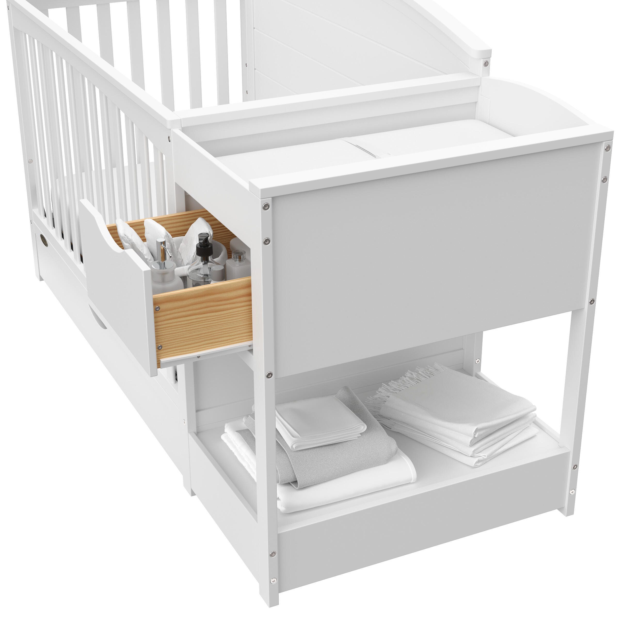 Graco Bellwood 5-in-1 Convertible Crib and Changer, White, large