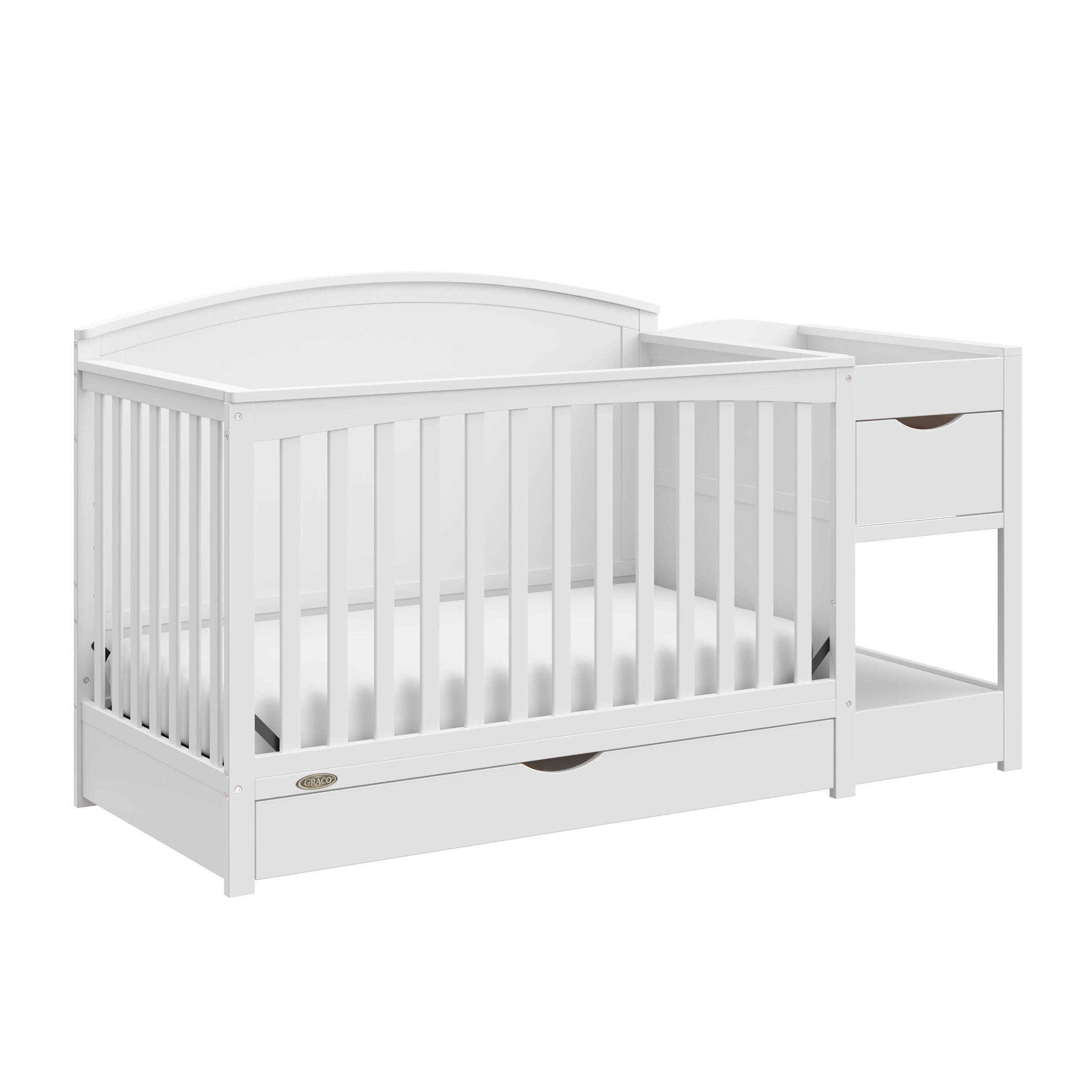 Graco Bellwood 5-in-1 Convertible Crib and Changer, White, large