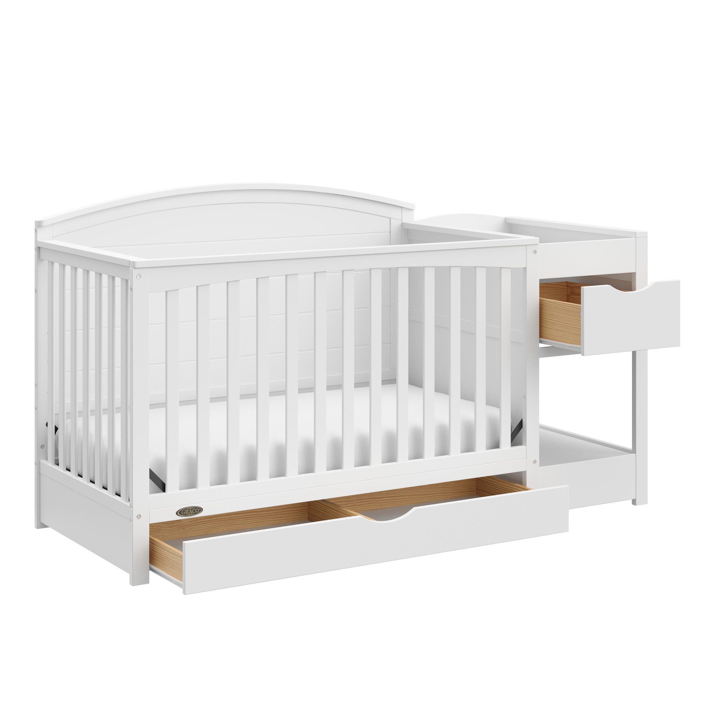 Graco Bellwood 5-in-1 Convertible Crib and Changer, White, large
