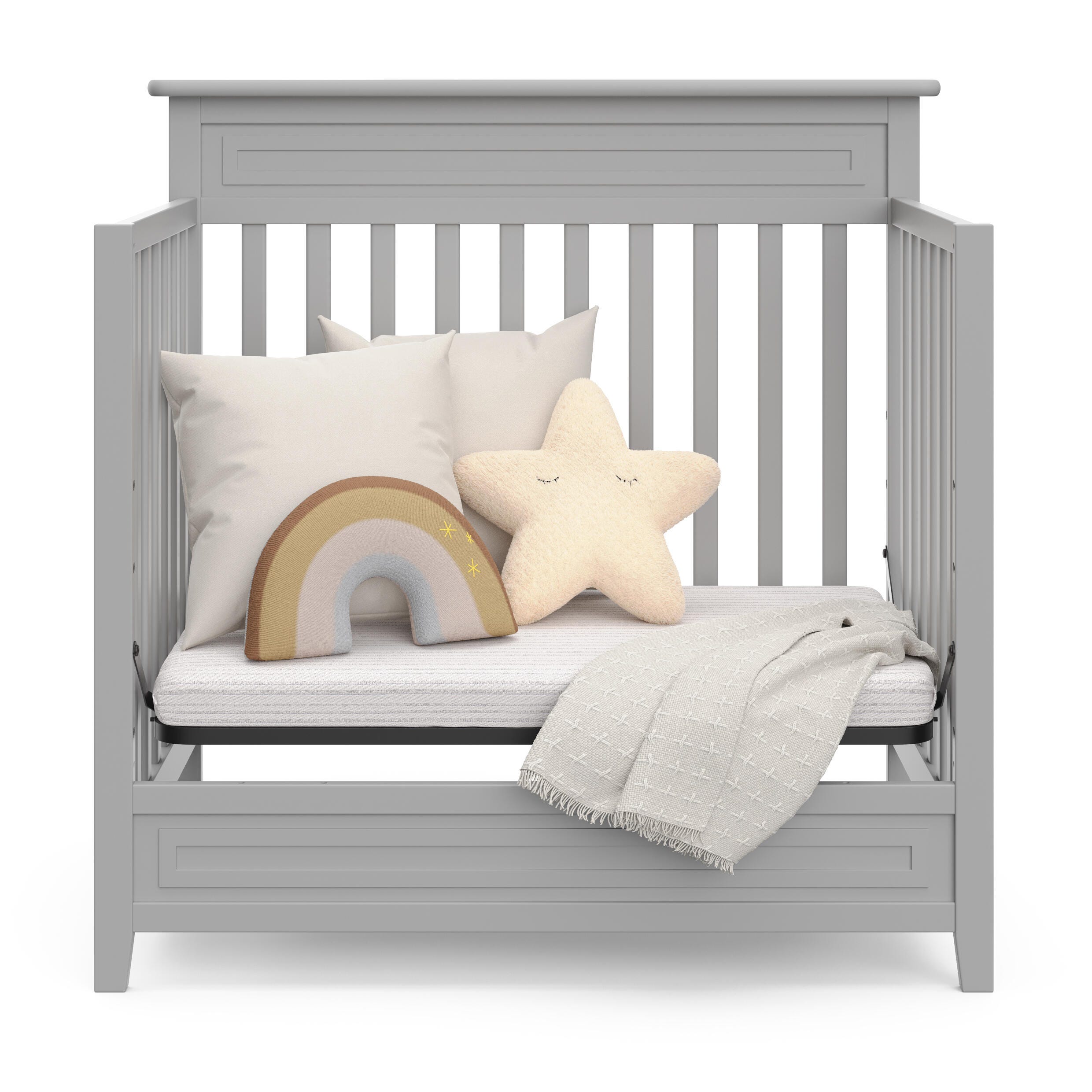 Storkcraft Petal 4-in-1 Convertible Mini Crib, Pebble Gray, large