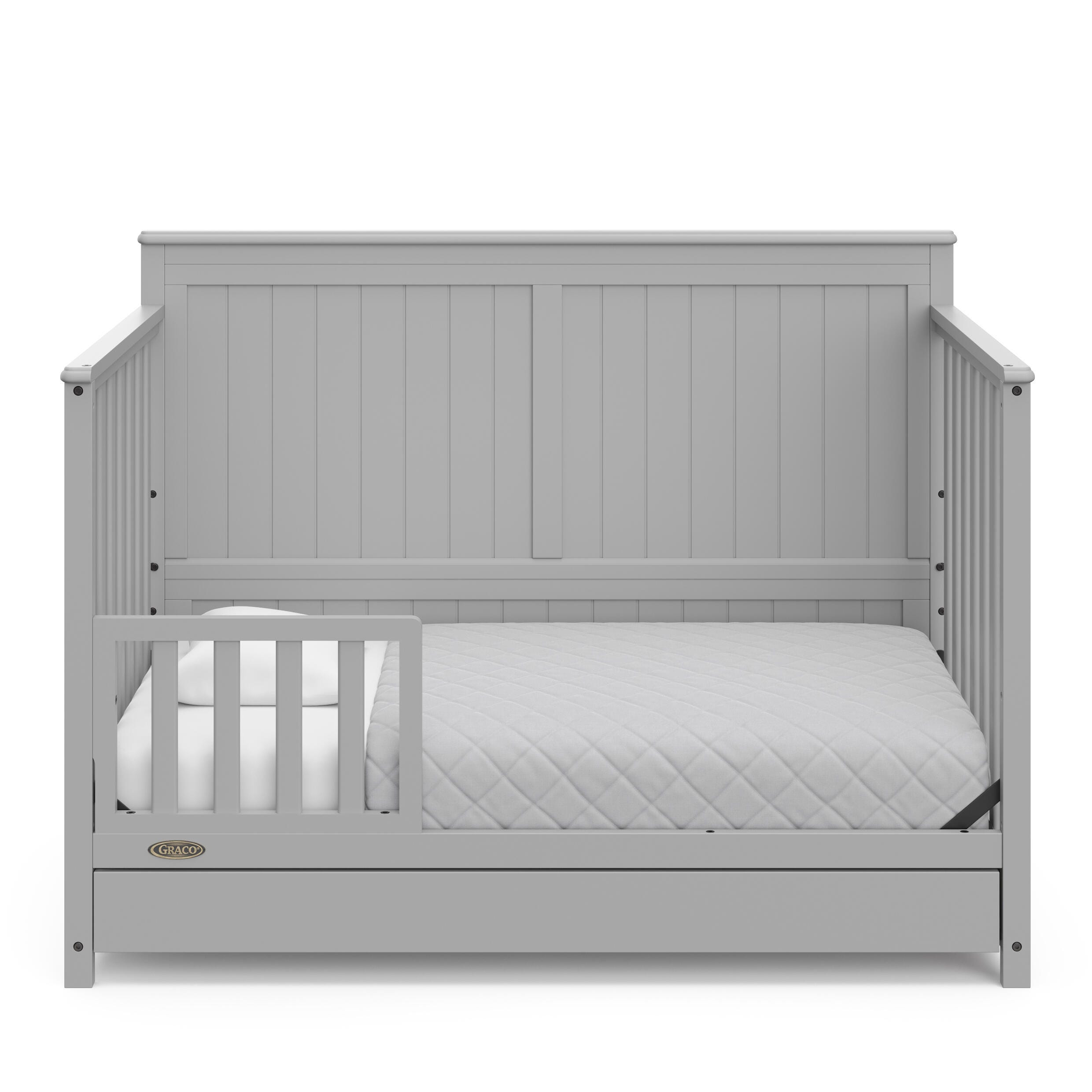 Graco Hadley 5-in-1 Convertible Crib with Drawer, Pebble Gray, large