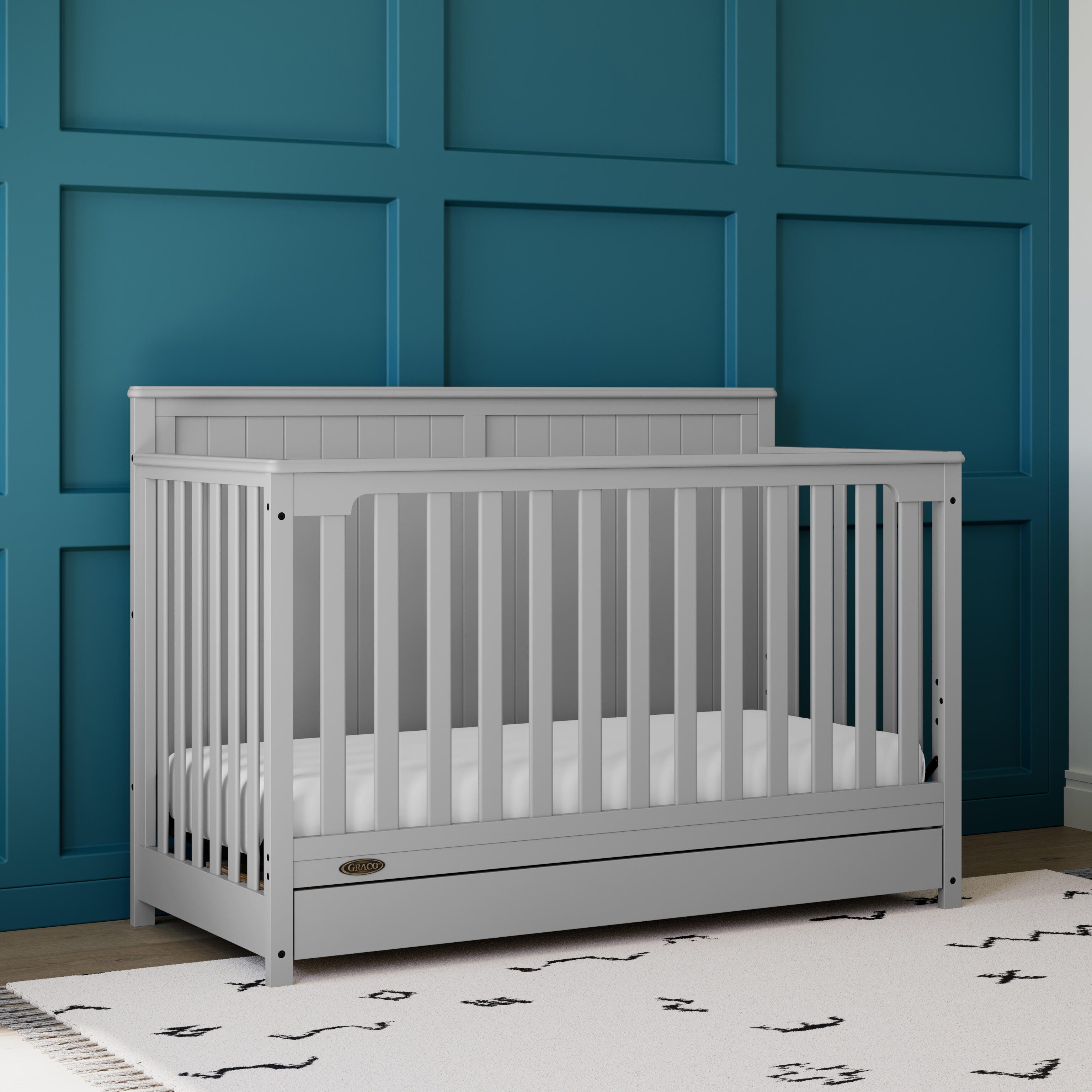 Graco Hadley 5-in-1 Convertible Crib with Drawer, Pebble Gray, large