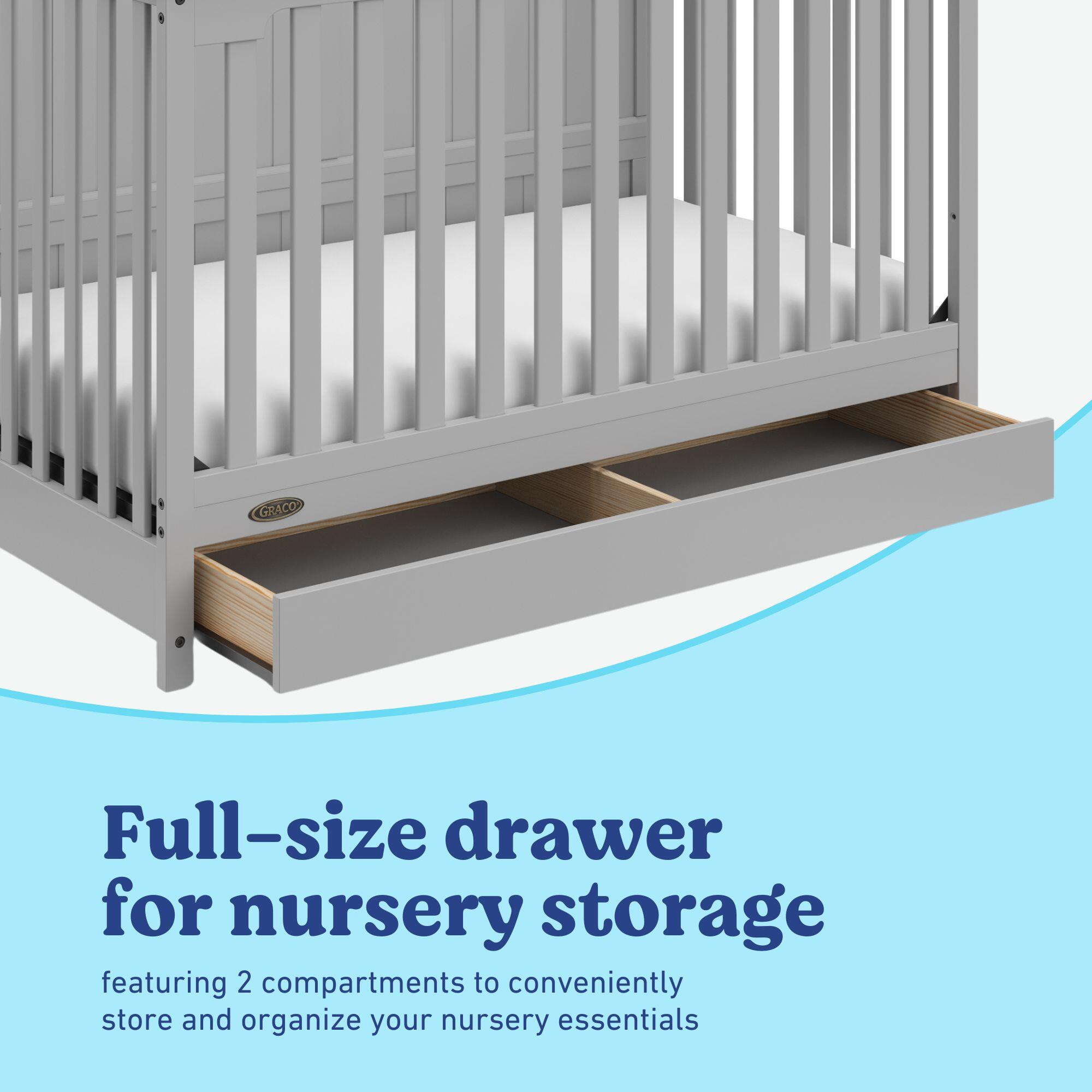 Graco Hadley 5-in-1 Convertible Crib with Drawer, Pebble Gray, large