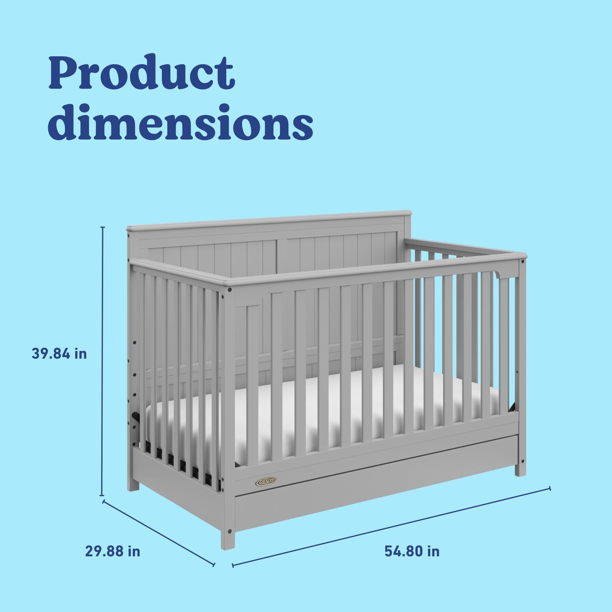 Graco Hadley 5-in-1 Convertible Crib with Drawer, Pebble Gray, large